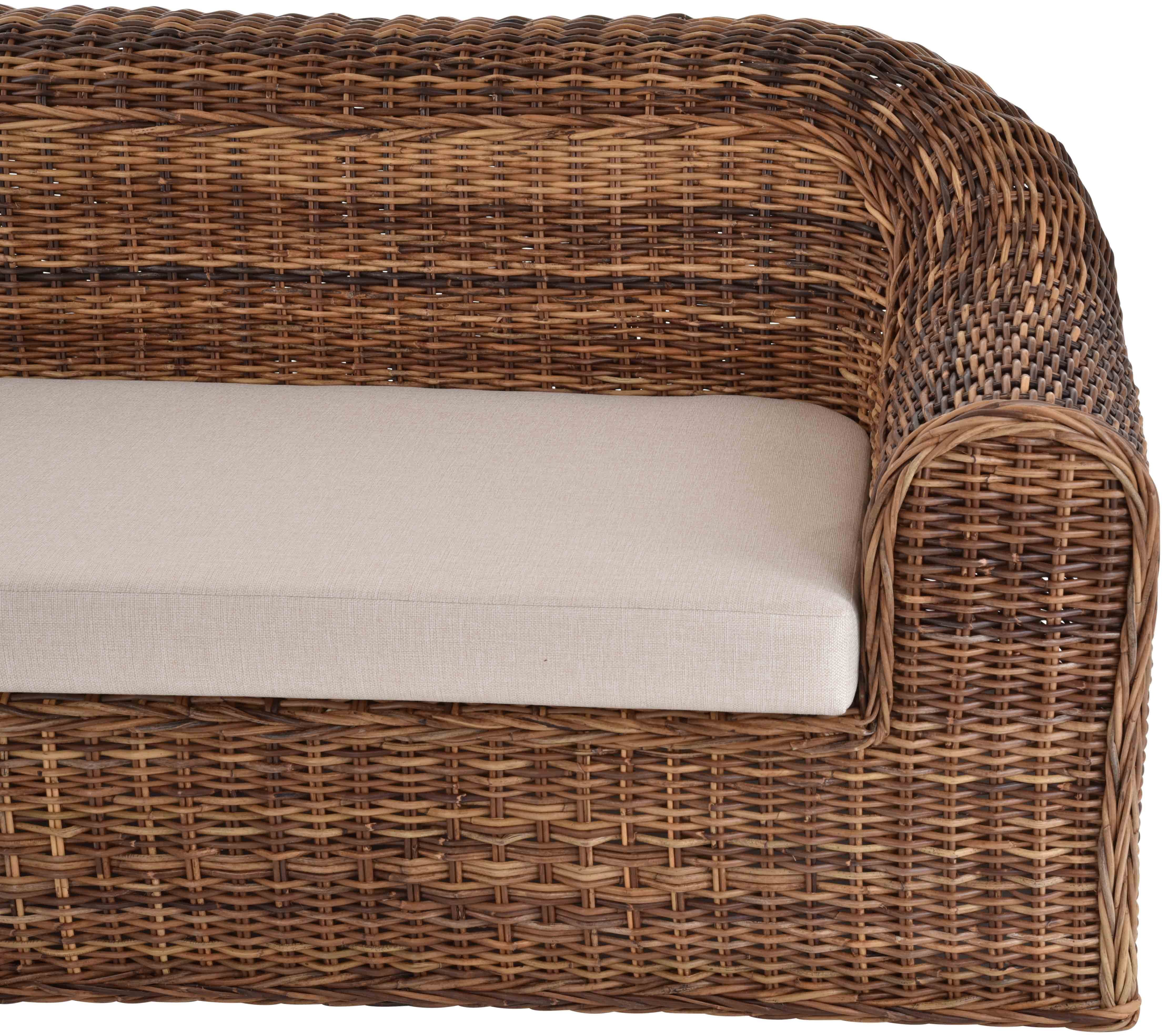Braun Natur aus 4-Sitzer, Sofa Home Loungesofa Stabiler Rattan echtem Couch Lounge Rattansofa Krines Holzrahmen Wohnzimmer