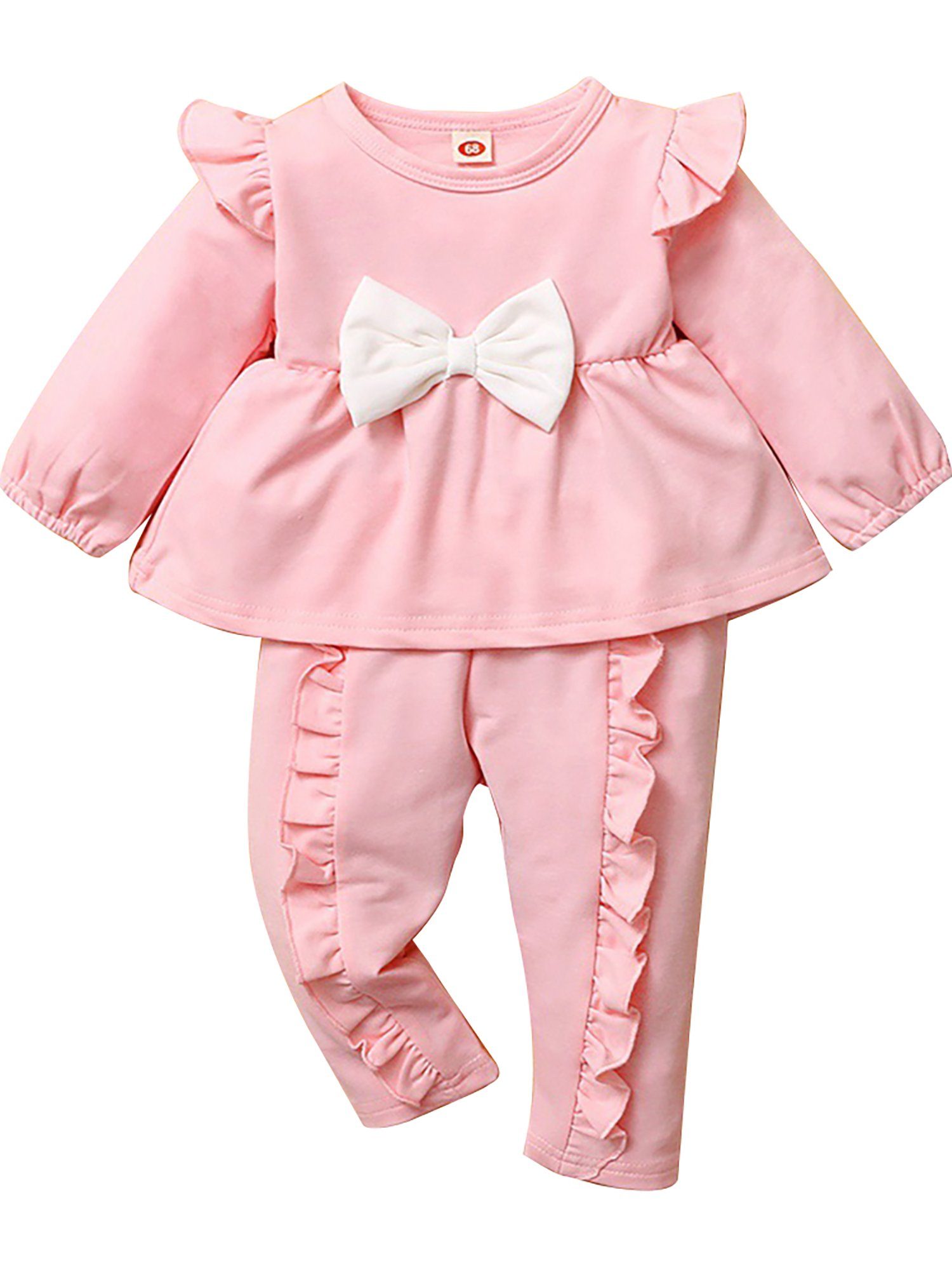 Lapastyle Shirt & Hose »Zweiteiliger Anzug für Babymädchen, einfarbiger  Rüschen Oberteil und Hose, süßer Anzug« Rüschen online kaufen | OTTO