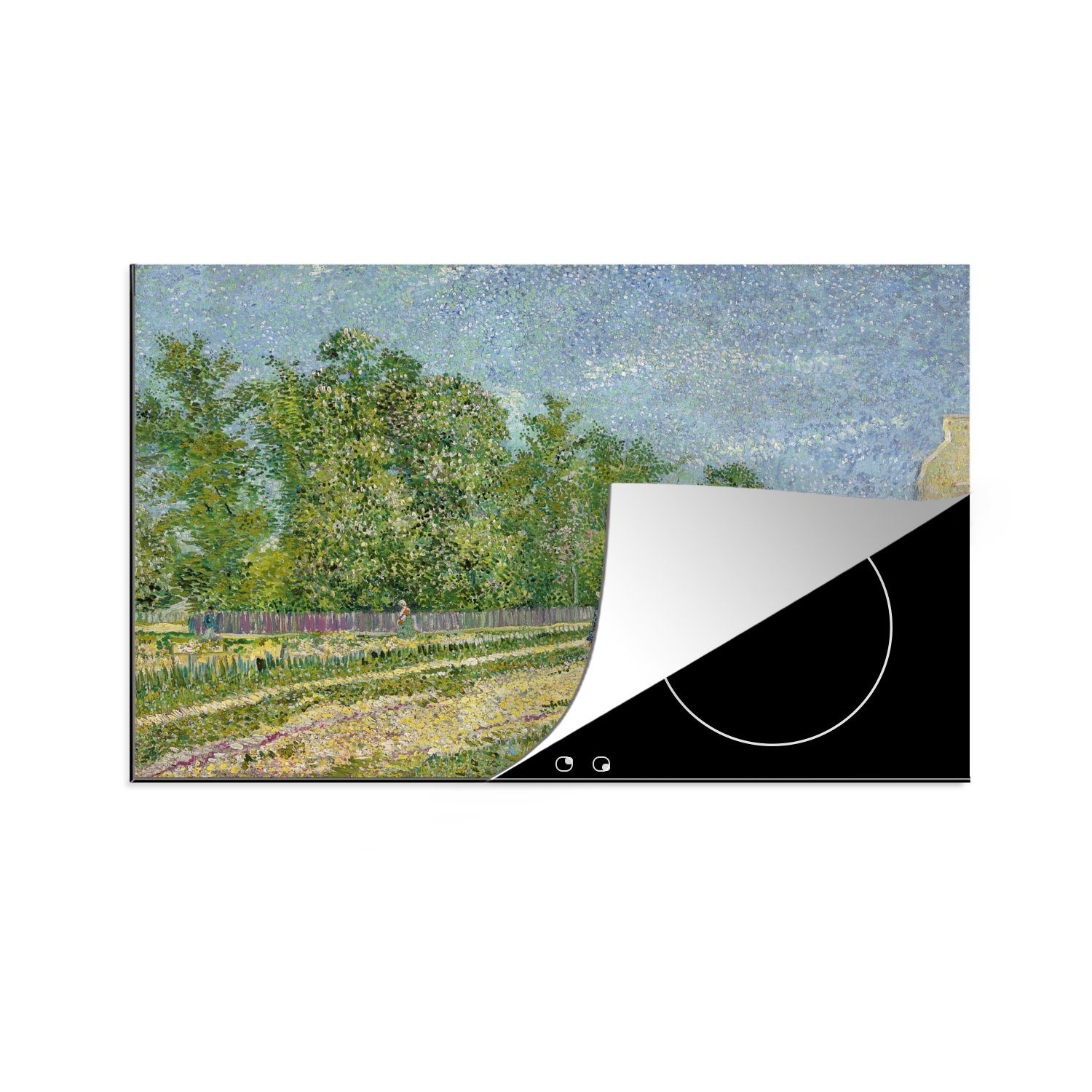 MuchoWow Herdblende-/Abdeckplatte Vororte von Paris - Vincent van Gogh, Vinyl, (1 tlg), 81x52 cm, Induktionskochfeld Schutz für die küche, Ceranfeldabdeckung