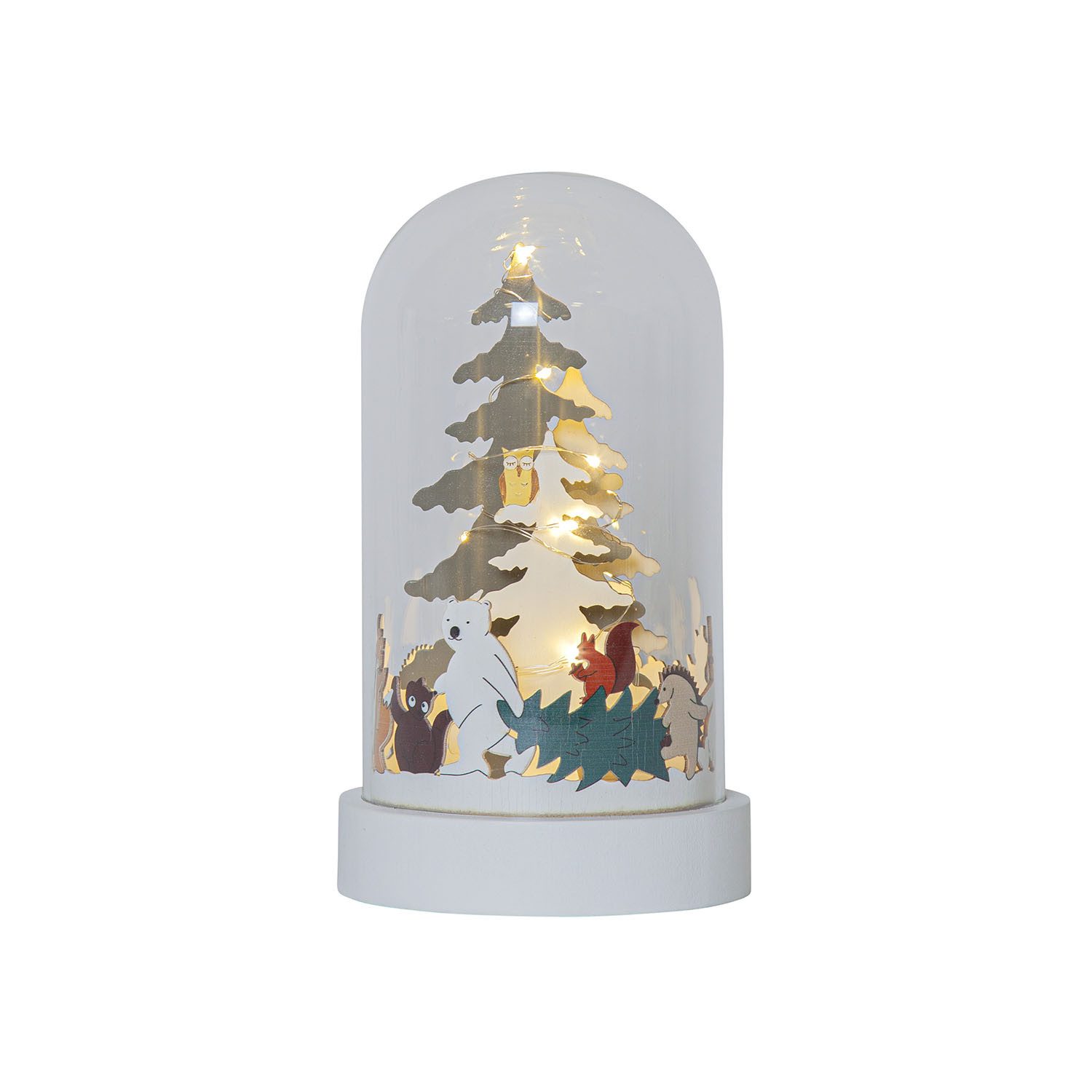 STAR TRADING LED Dekolicht Forest Friends, LED Weihnachtsleuchte,Forest Friends', Glaskuppel mit Weihnachtsmotiv