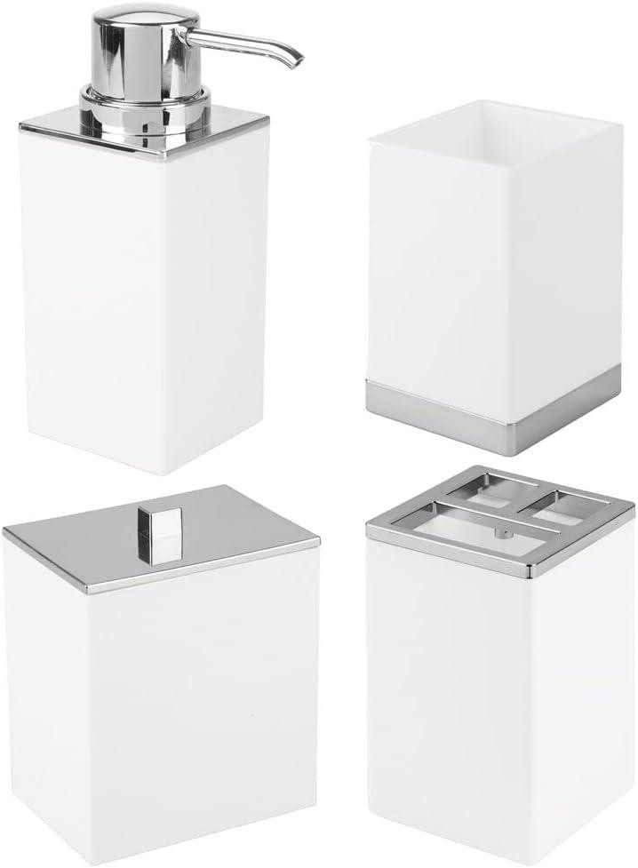mDesign Badaccessoire-Set mDesign Badzubehör Zahnbürstenhalter Seifenspender Organizer 4er Set