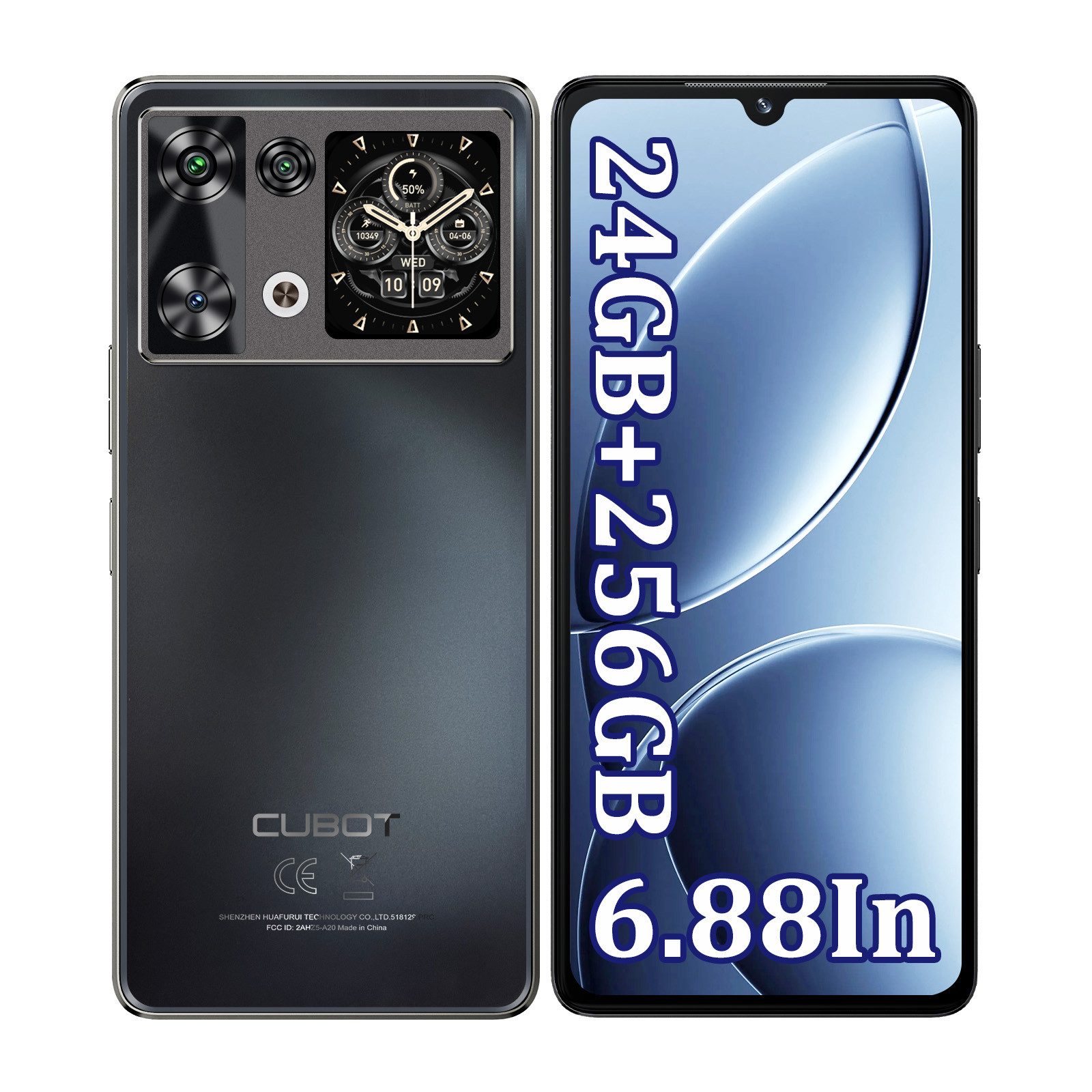 Cubot P90 24+256GB Android 15 Smartphone (17,47 cm/6.88 Zoll, 256 GB Speicherplatz, 64 MP Kamera, 6.88 Zoll HD+ 120Hz Display, 5100 mAh Akku, NFC, GPS, Face ID)