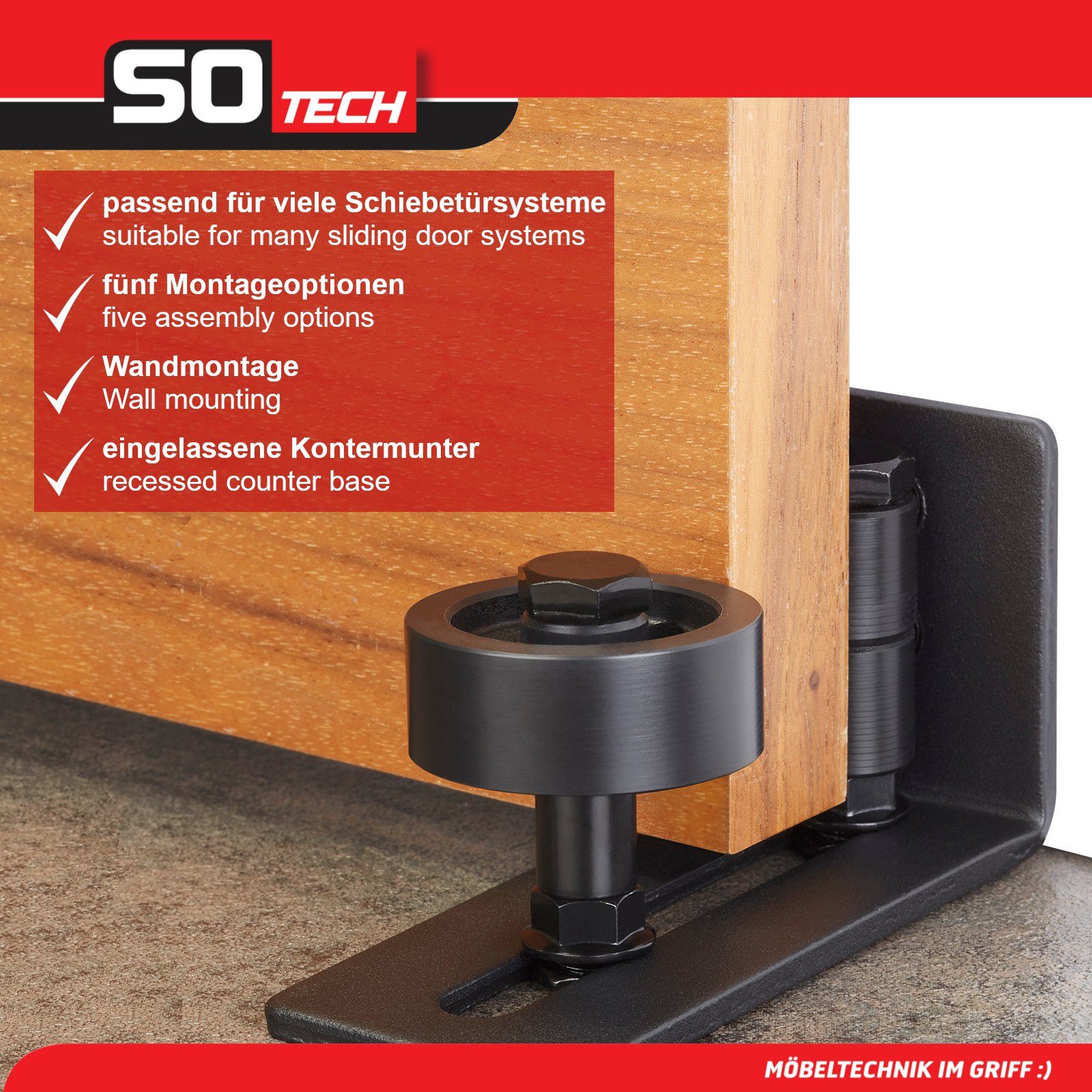 SO-TECH® Schienensystem Schiebetür-Bodenführung, einstellbare Bodenführung, günstig online kaufen