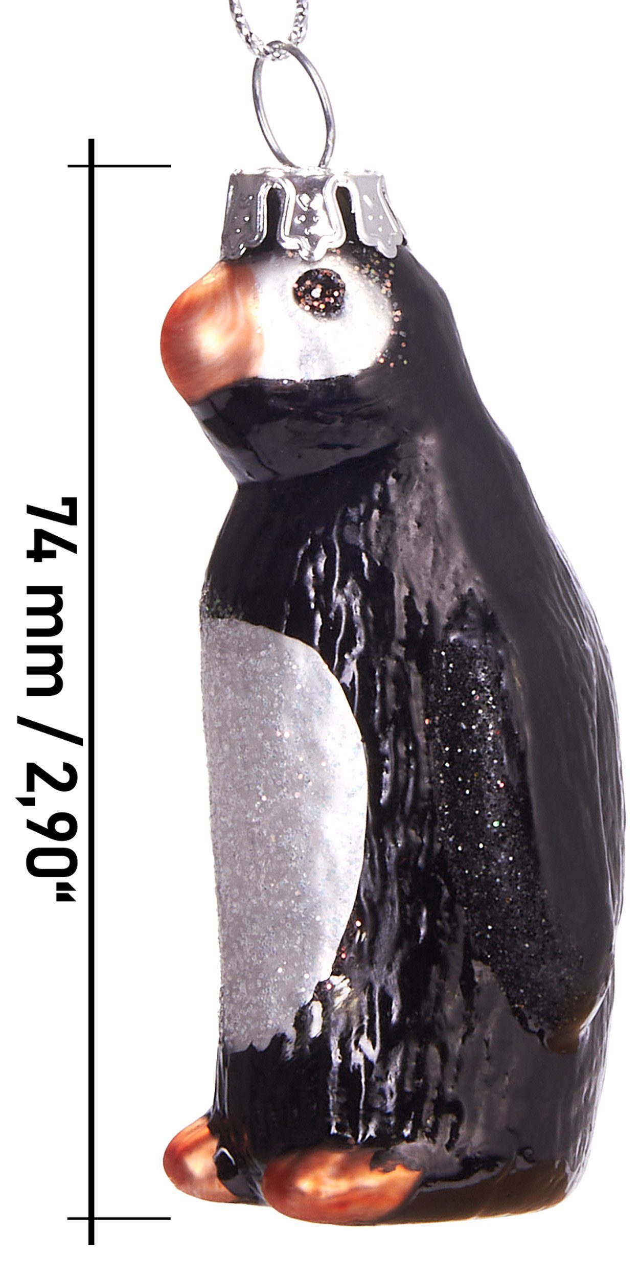 aus tierischer cm Weihnachtsschmuck-Anhänger Pinguin, BRUBAKER Glas, handbemalt Weihnachtskugel 7.5 Christbaumschmuck - Mundgeblasene
