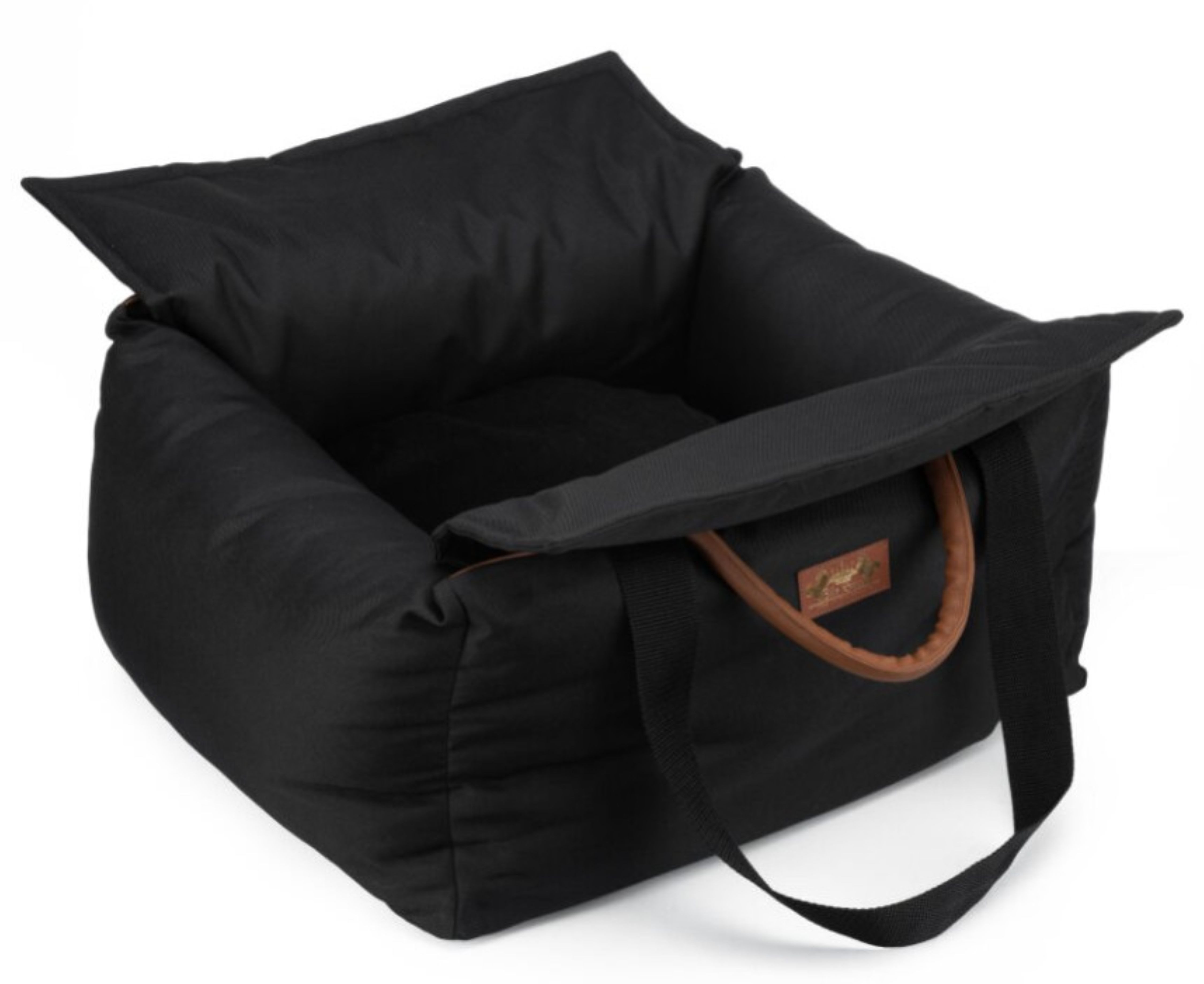 Elite Puppy Tierbett Hundeautositz für kleine Hunde wasserdicht waschbar mit Silikon, Füllung Aufbewahrungstaschen Sicherheitsleine 58x56x33cm schwarz