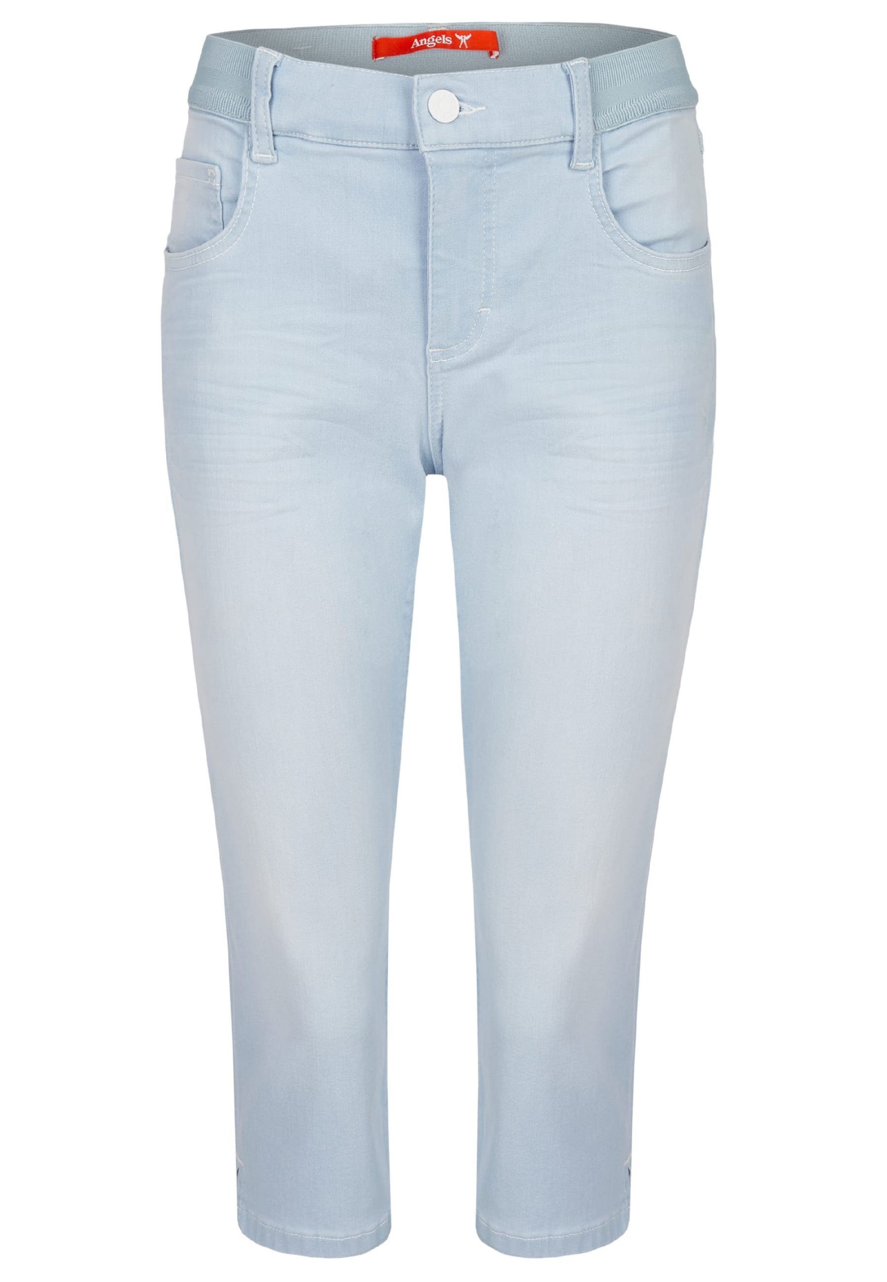 Capri Onesize mit Kurze Jeans ANGELS hellblau Dehnbund-Jeans klassischem Design