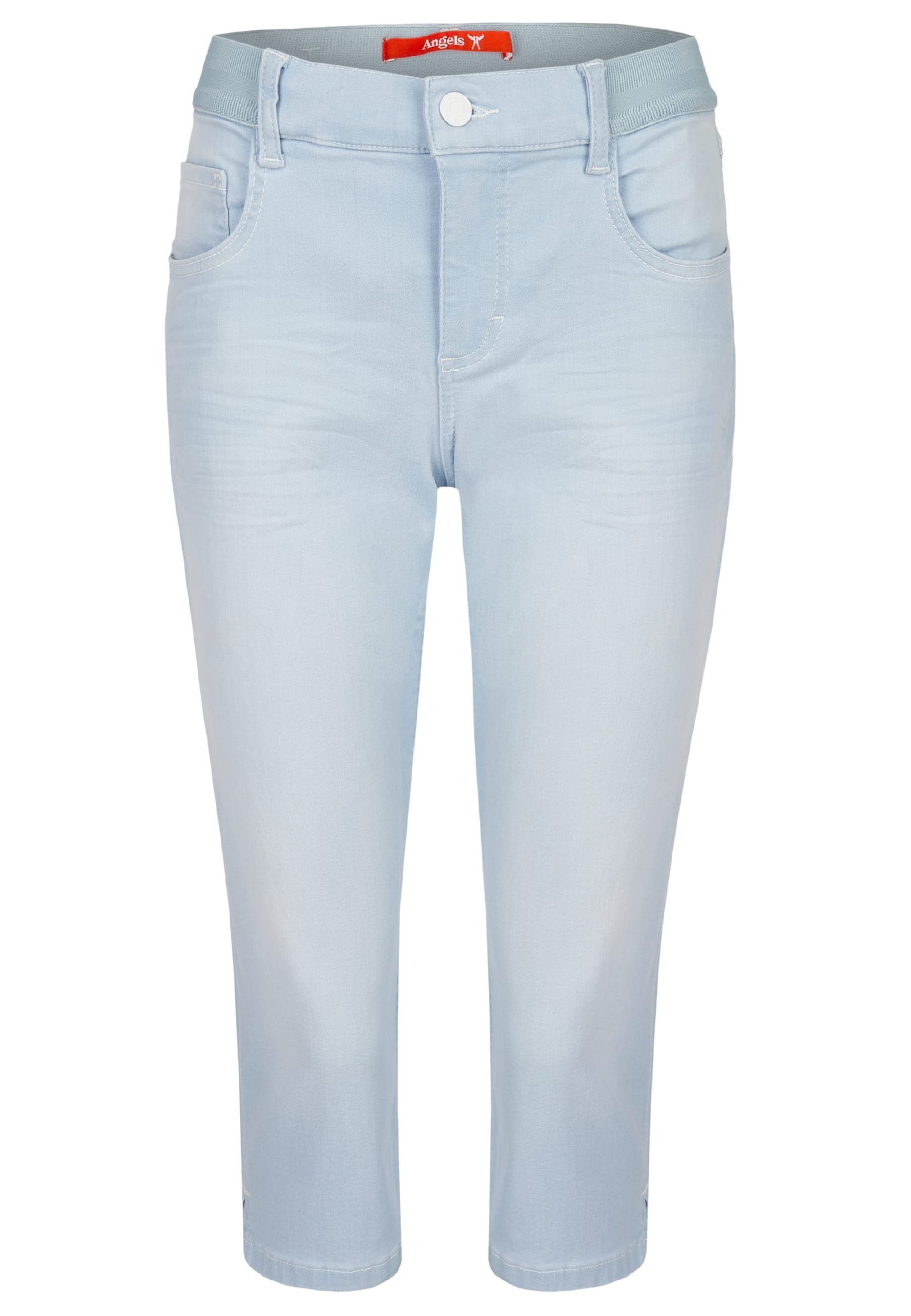 Onesize Kurze Capri hellblau Design mit Dehnbund-Jeans klassischem Jeans ANGELS