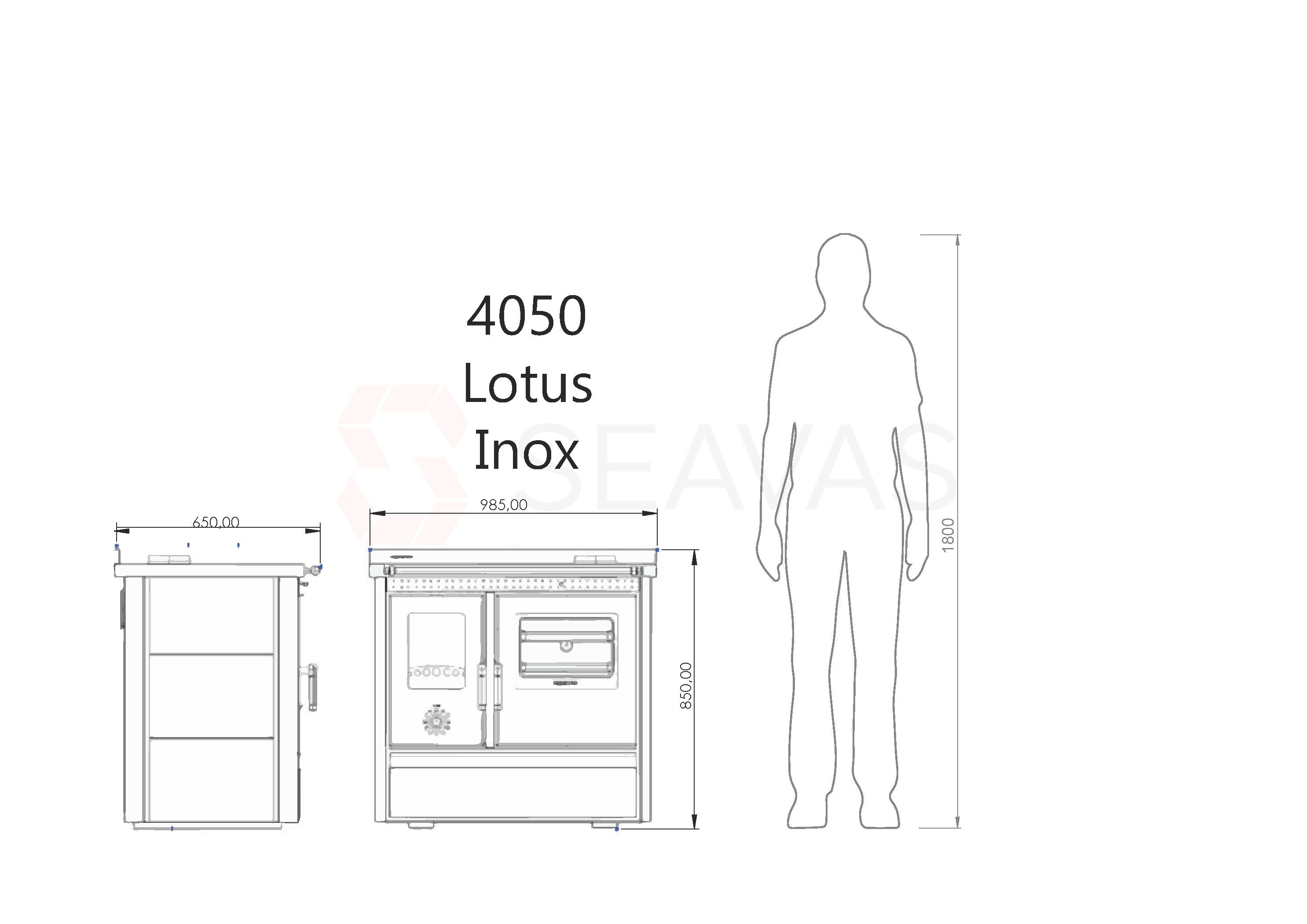 Hosseven Kaminofen 4050 Lotus Inox, 11,16 kW, Küchenofen, Holzofen, Schwedenofen, Küchenherd, Balkanofen