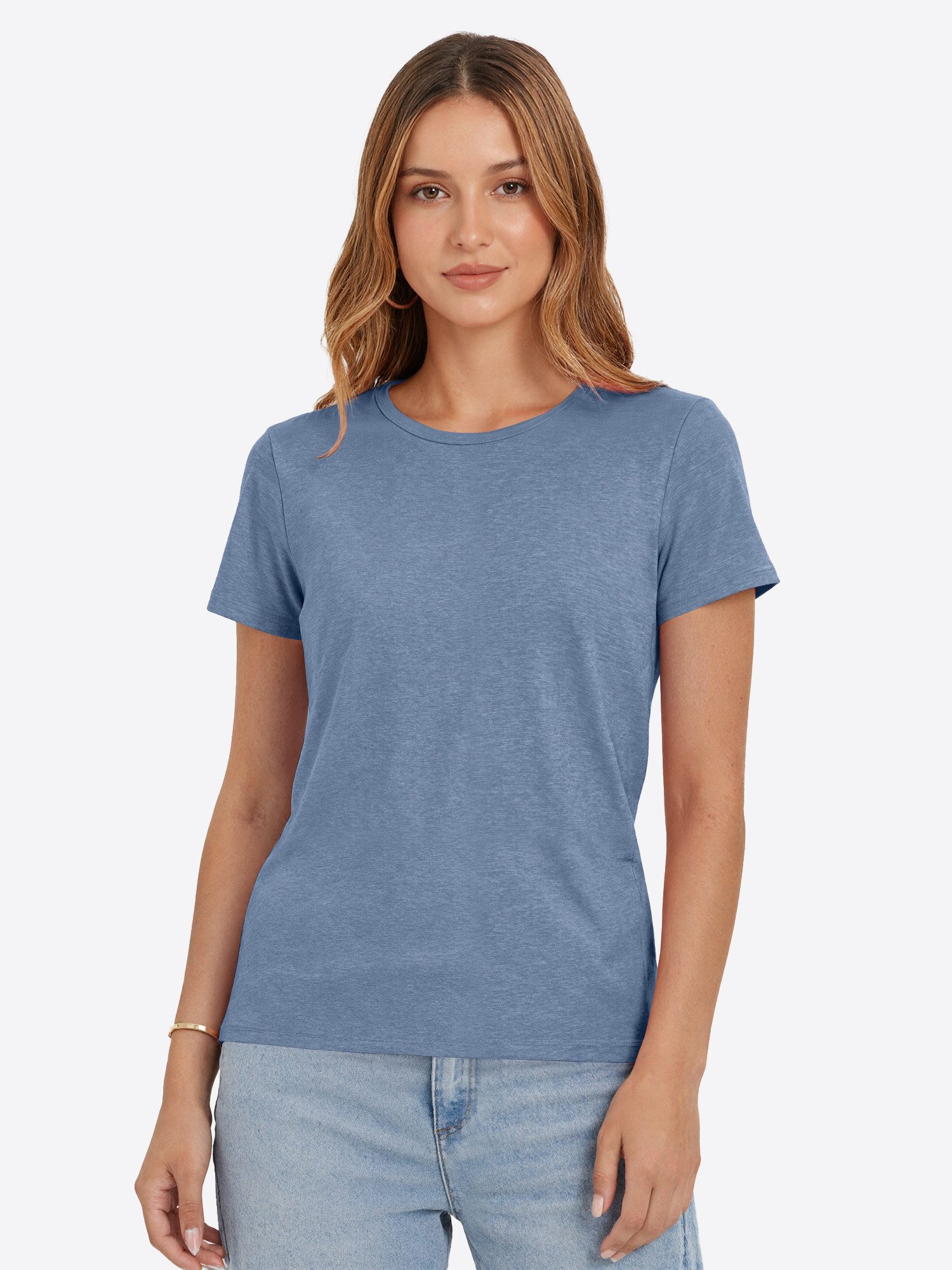 Imily Bela T-Shirt Damen Regular Fit mit Rundhalsausschnitt und Kurzarm Bas günstig online kaufen