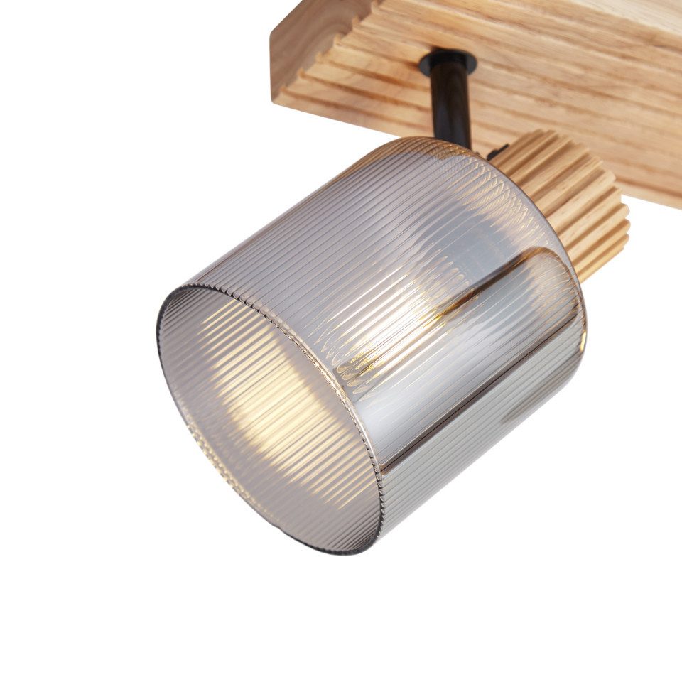 Qazqa LED Aufbaustrahler Gracy, ohne Leuchtmittel, Warmweiß, QAZQA Aufbau­spot, e14, Braun, Holz, Modern