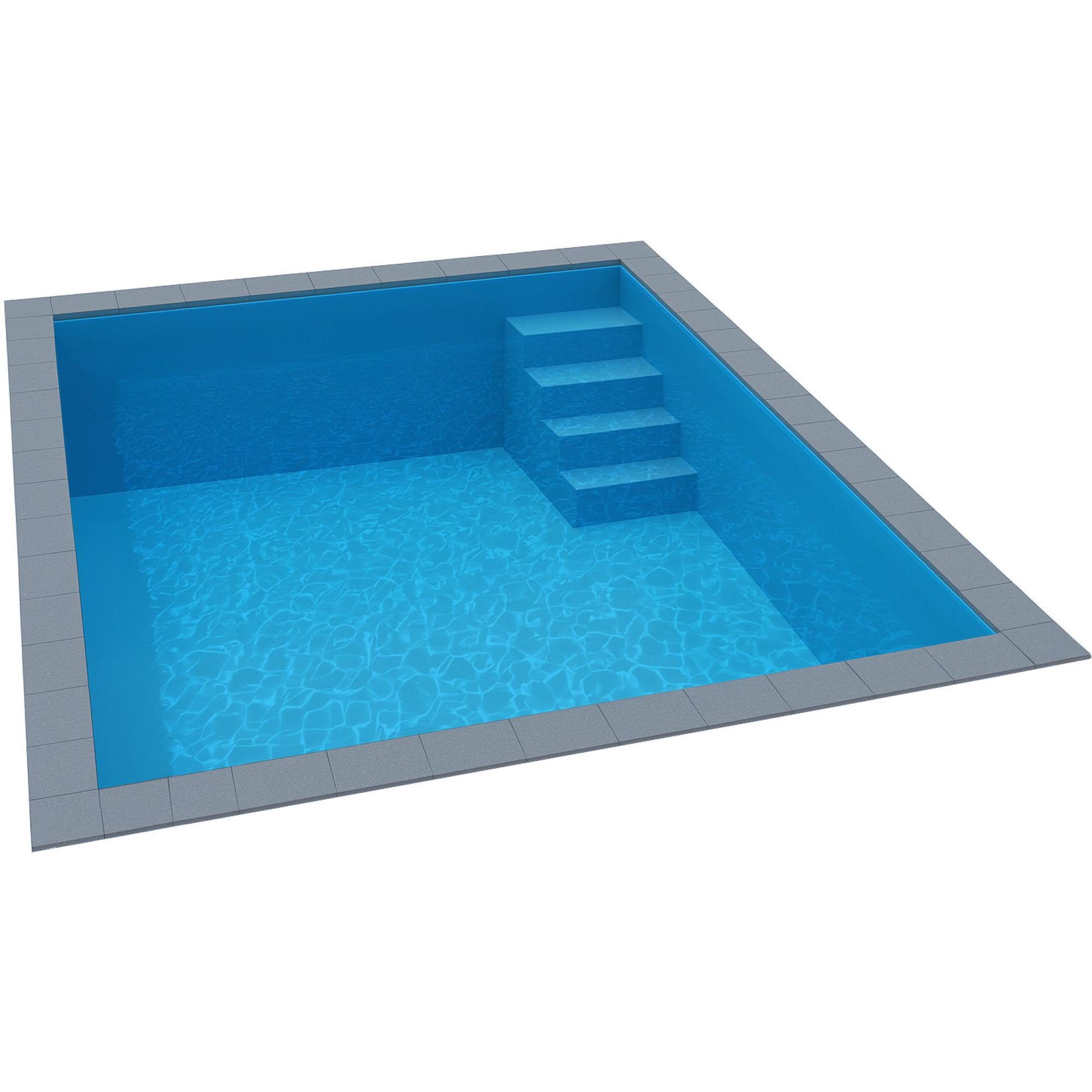 Rechteckpool KWAD Styropor Pool Easy mit gerader Treppe rechts