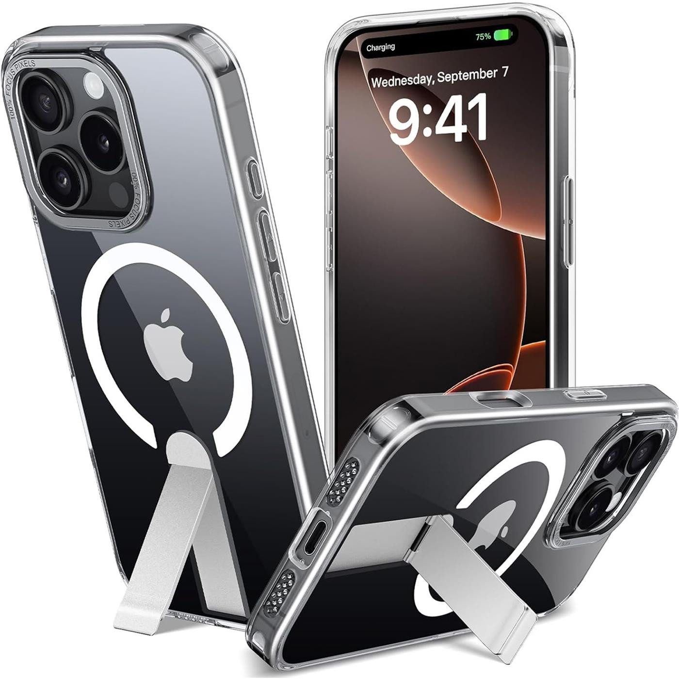 CoolGadget Handyhülle für Apple iPhone 14 Pro Max 6,7 Zoll, TPU Schutz Hülle Metall Ständer aufklappbar Hülle für Magsafe Zubehör