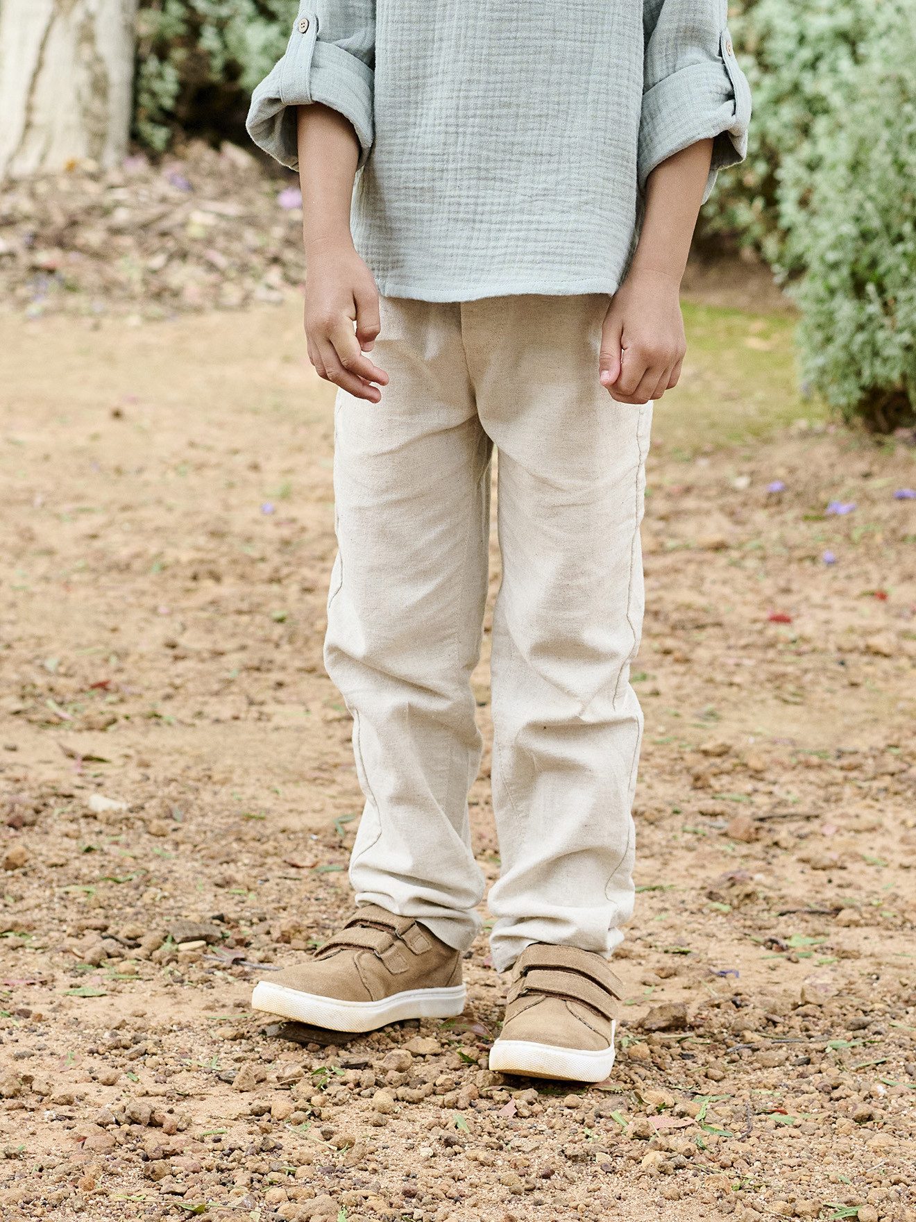 vertbaudet Leinenhose Jungen Hose mit Leinenanteil