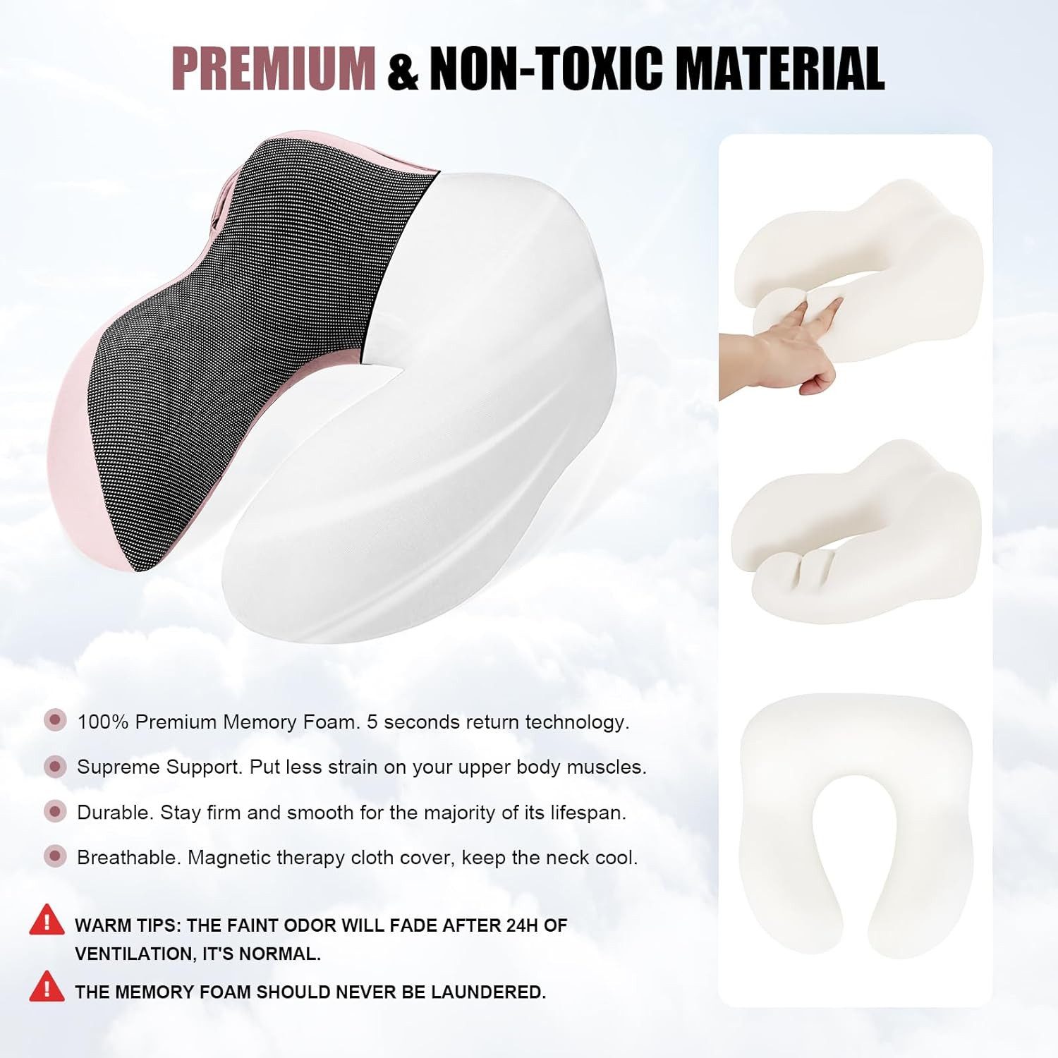 Refined Living Reisekissen Memory Foam,Reisekissen mit Haube,Bequemes Nackenhörnchen mit Haube, für Flugzeug, Auto, Zug, Büro Nackenkissen Reise zum Schlafen, 1 – Bild 4 von 5