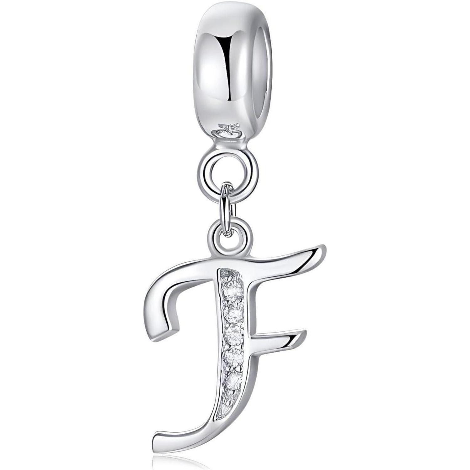 Charm Buchstabe Anhänger 925 Silber Buchstaben AZ Damen Armband Charms Buchstaben-4-F