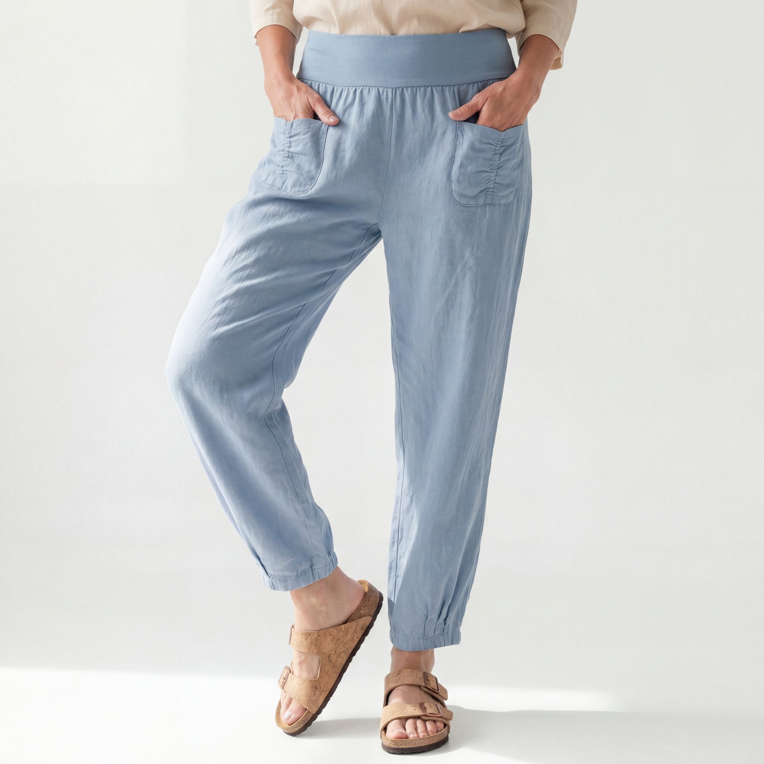 OriginalYou Leinenhose Sommerliche Leinen Pumphose luftig leichte Schlupfhose luftig & leichtes Leinengewebe, elastischer Bund, in Unifarbe