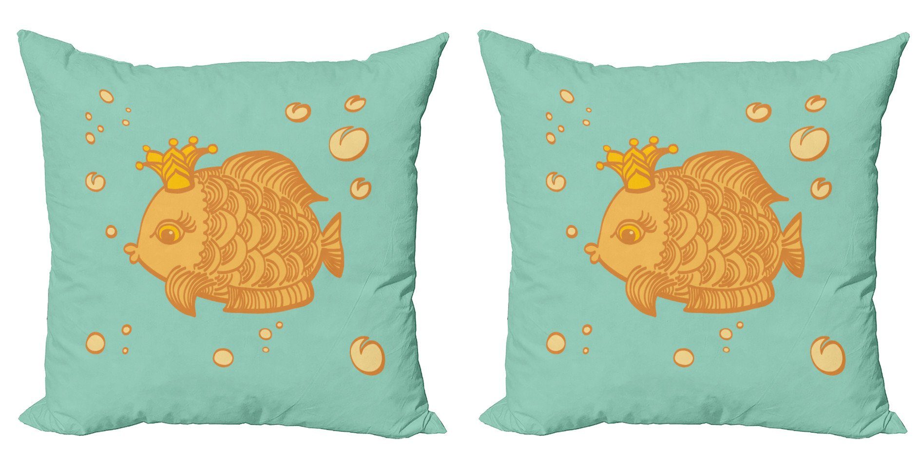 Kissenbezüge Modern Accent Doppelseitiger Digitaldruck, Abakuhaus (2 Stück), Goldfisch Gold-Fisch mit einer Krone