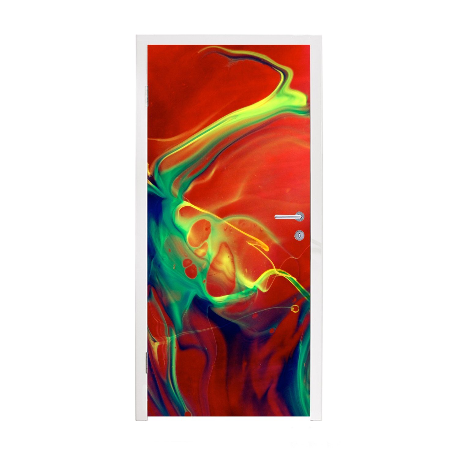 - - Tinte Psychedelisch, MuchoWow Farben Matt, Türaufkleber, Fototapete (1 bedruckt, cm für - Türtapete Tür, Kunst St), 75x205