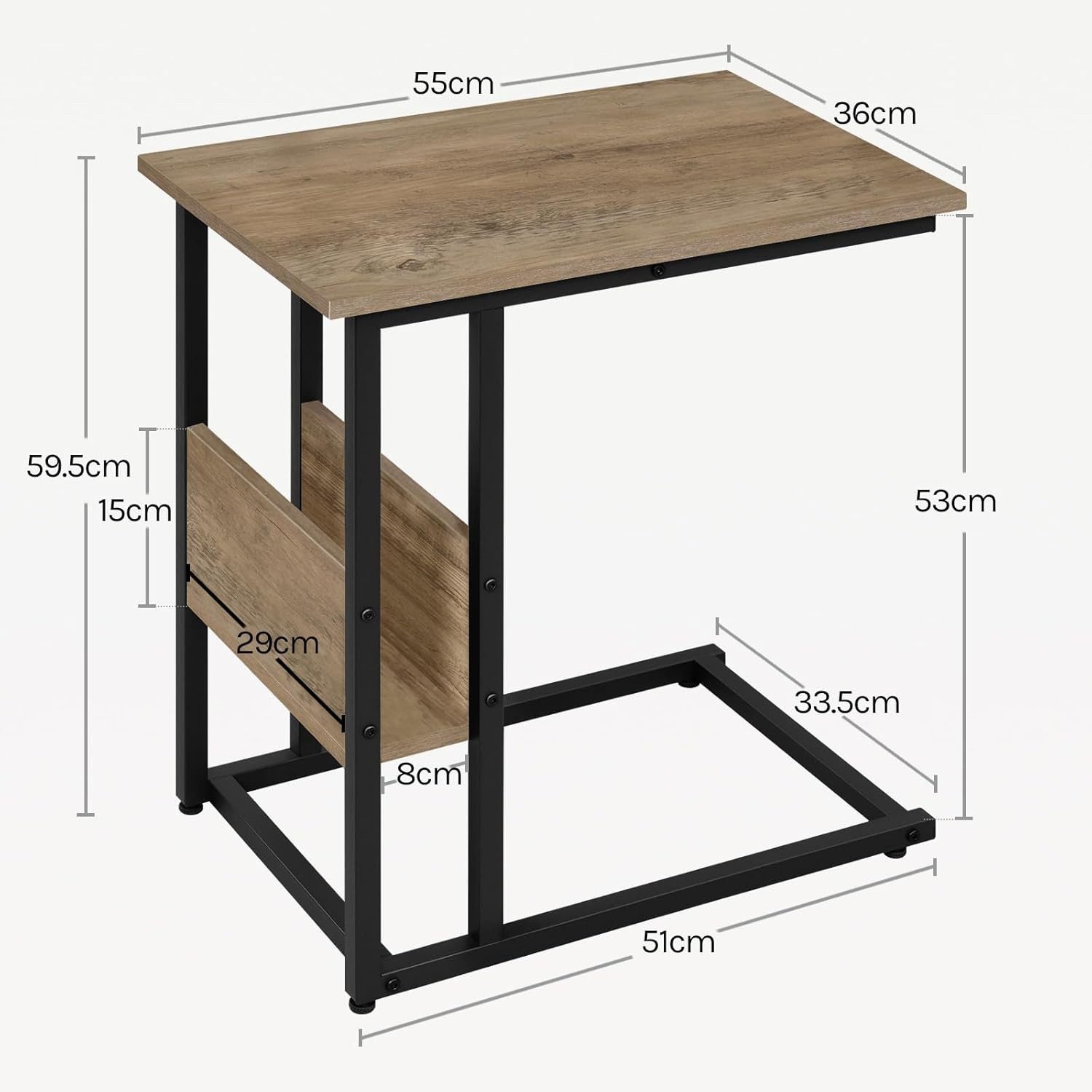 Woltu Beistelltisch (1-St), Kaffeetisch Couchtisch Sofatisch aus Metall MDF