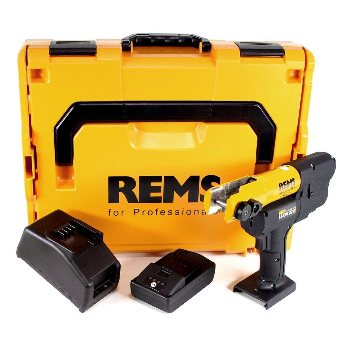 Rems Werkstattpresse Mini-Press ACC 22 V Akku Radialpresse mit Zwangsablauf in L-Boxx + 1