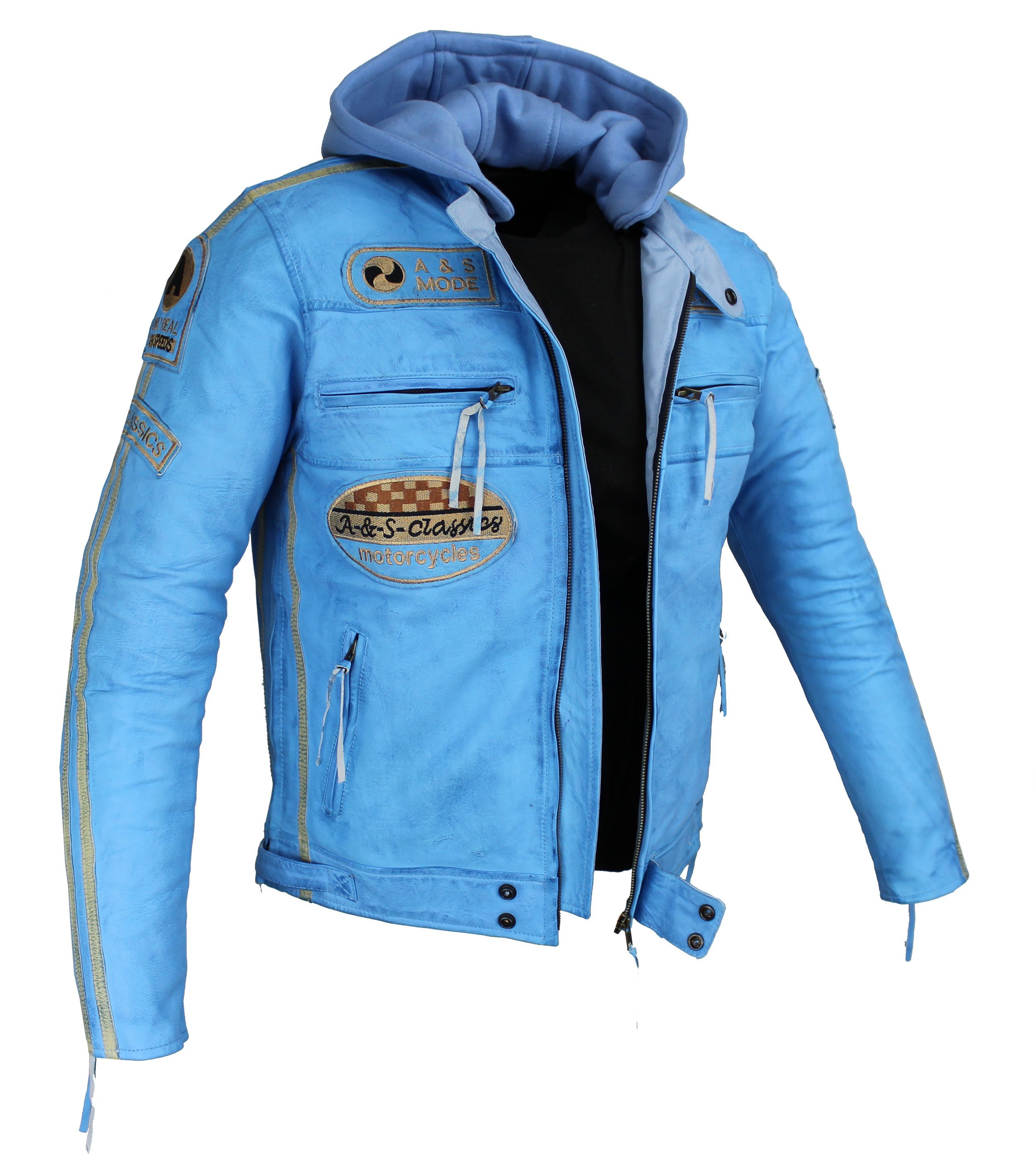 Alpha Speeds Motorradjacke Herren Leder Jacke Biker Freizeit Highway Jacke günstig online kaufen