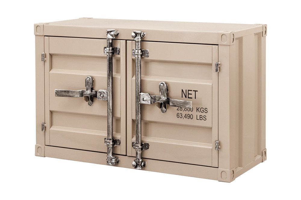 riess-ambiente Beistellschrank GLOBETROTTER 80cm greige - Metall, Aktenschrank, Flügeltüren, Riegel (Einzelartikel, 1-St) Industrial Container-Schrank - ideal für Wohn- & Schlafzimmer od. Flur