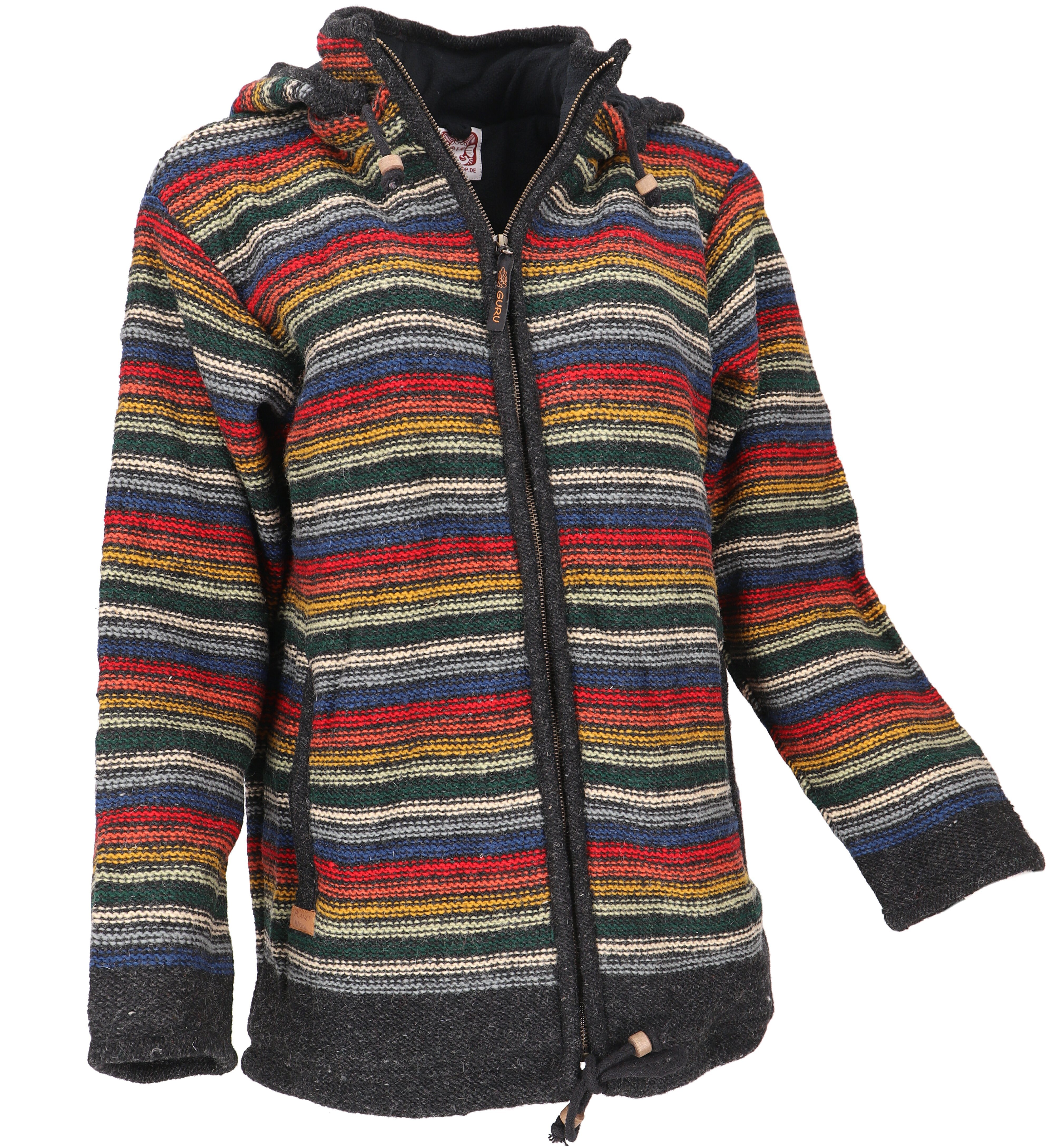 Guru-Shop Langjacke Kuschelige gefütterte Strickjacke, gestreifte.. günstig online kaufen