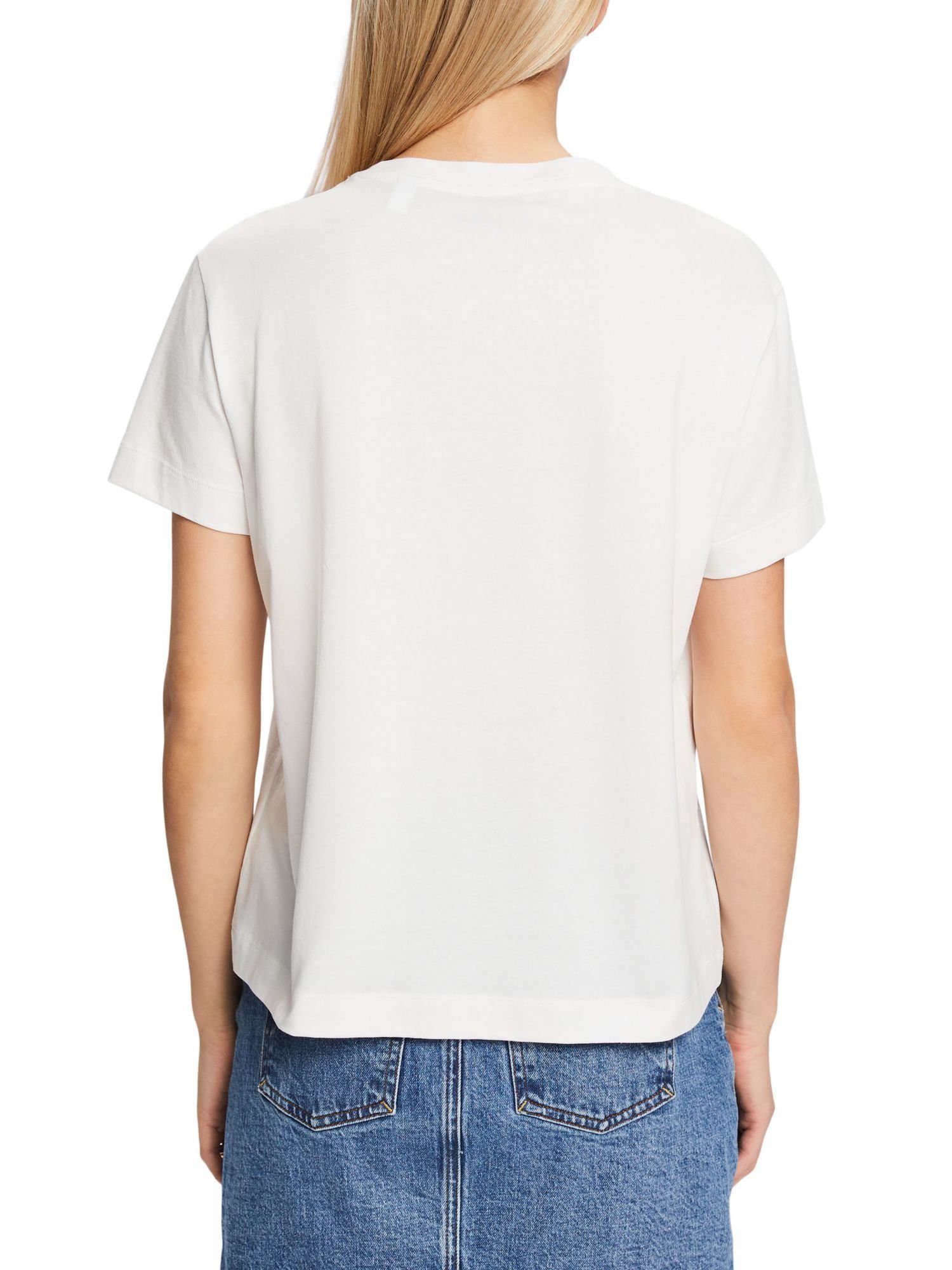 T-Shirt Baumwoll-T-Shirt Esprit WHITE OFF (1-tlg) mit Print