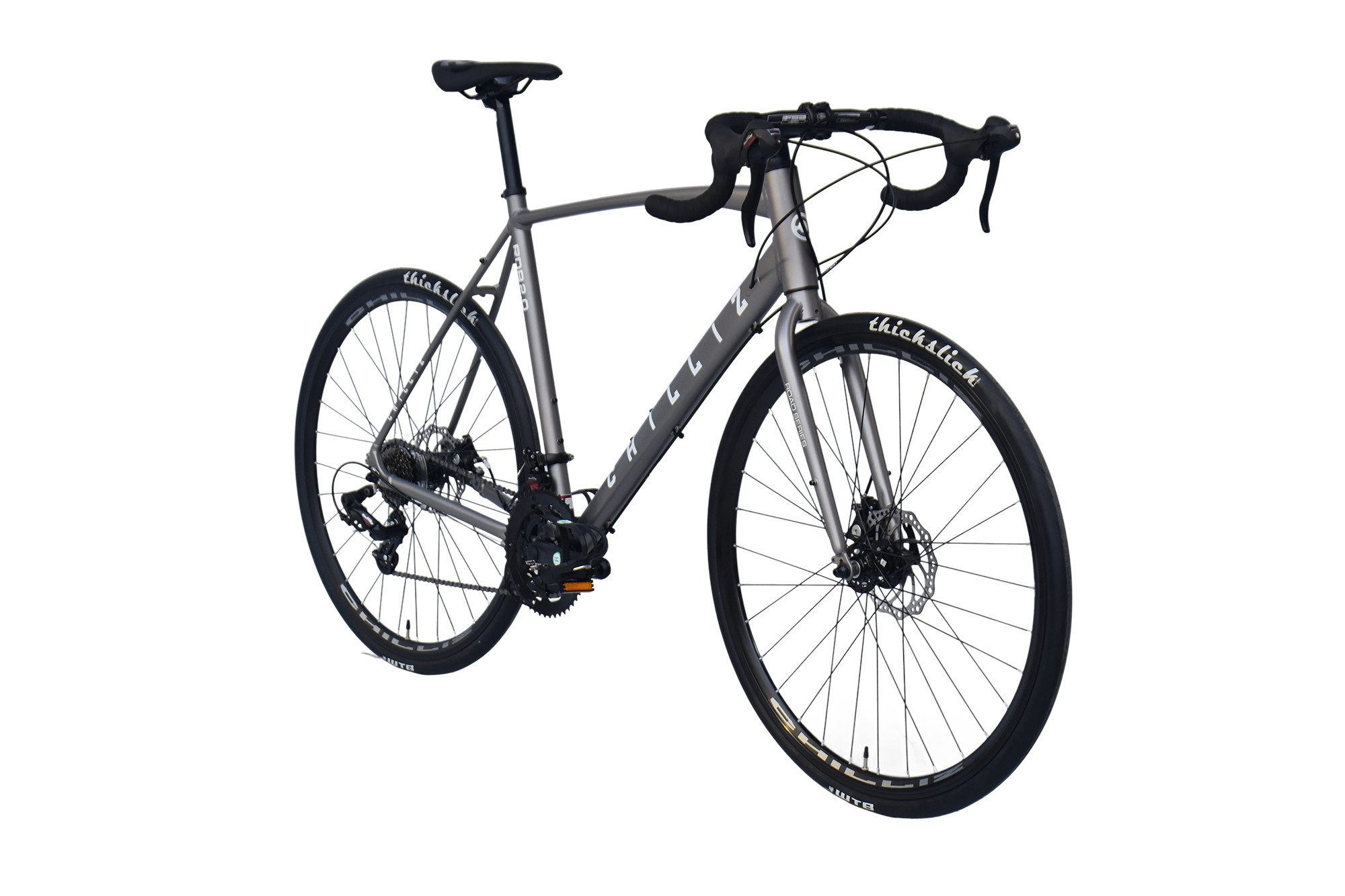 CHILLIZ road bike, 28-inch RDB2.0 grey, 14-speed Shimano gears, frame size 57 cm, 28mm slick tires, Zoom disc brakes