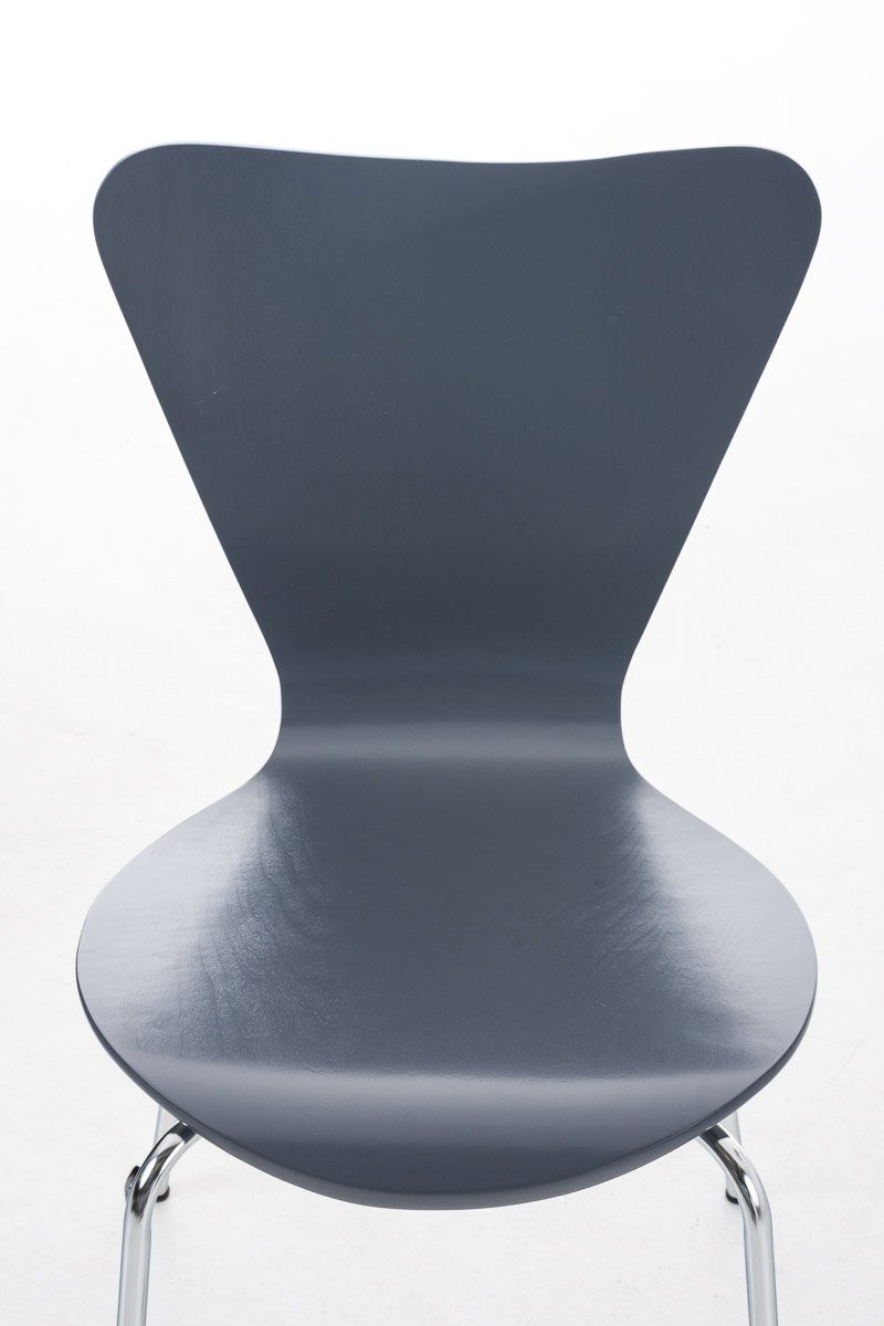 TPFLiving Besucherstuhl Calisso mit ergonomisch chrom Warteraumstuhl (Besprechungsstuhl geformter Sitzfläche Konferenzstuhl Gestell: - Metall - Holz - grau - Sitzfläche: Messestuhl)