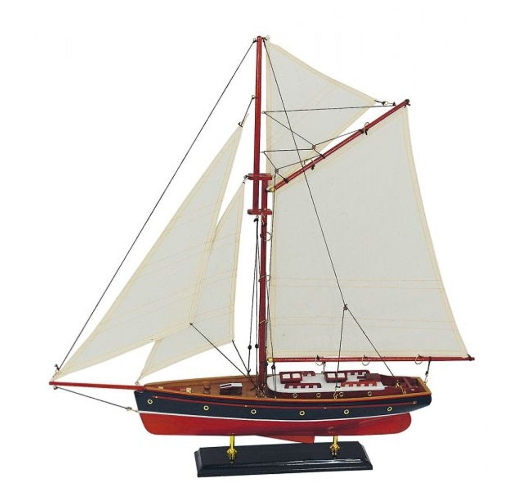 Dekoobjekt Segelyacht, Gaffel Yacht, Schiffsmodell mit Gaffeltakelung