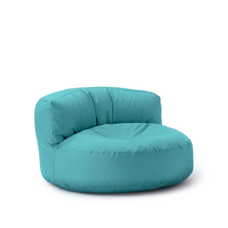 Lumaland Sitzsack »Round Sofa Sitzkissen Bean Bag Bodenkissen Couch Lounge«, In/Outdoor 90x50x30 wasserabweisend 320L aquamarin