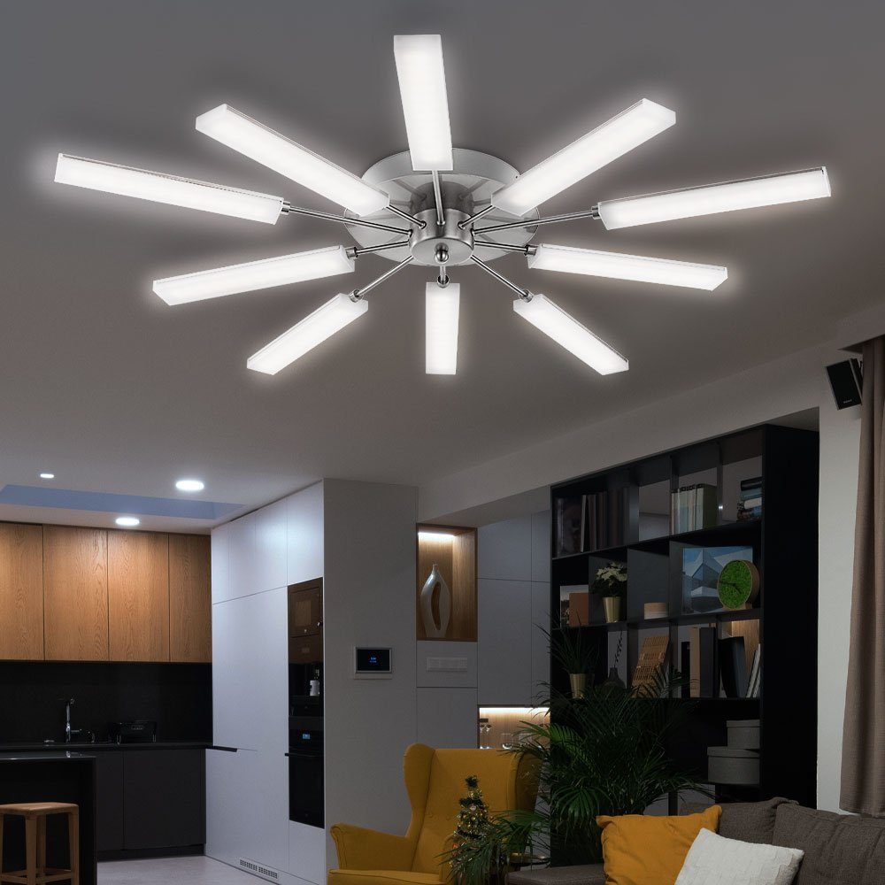 Globo LED Deckenleuchte, LED-Leuchtmittel fest verbaut, Warmweiß, Deckenleuchte Deckenlampe Designleuchte 10 Flammig Nickel matt LED