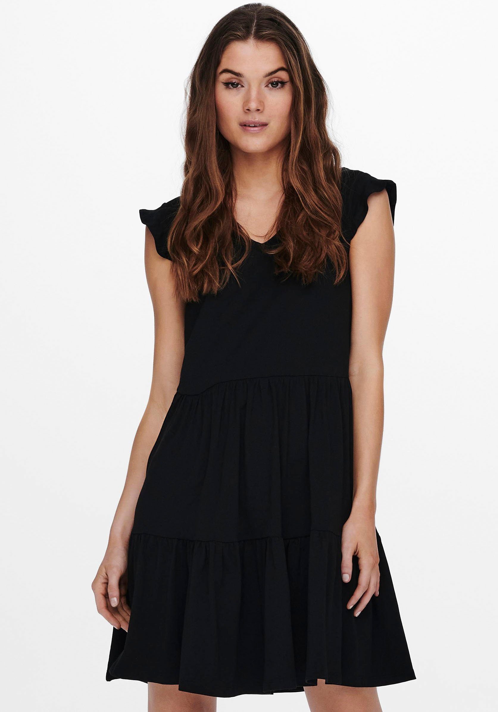 ONLY Jerseykleid ONLMAY CAP SLEEVES FRILL günstig online kaufen