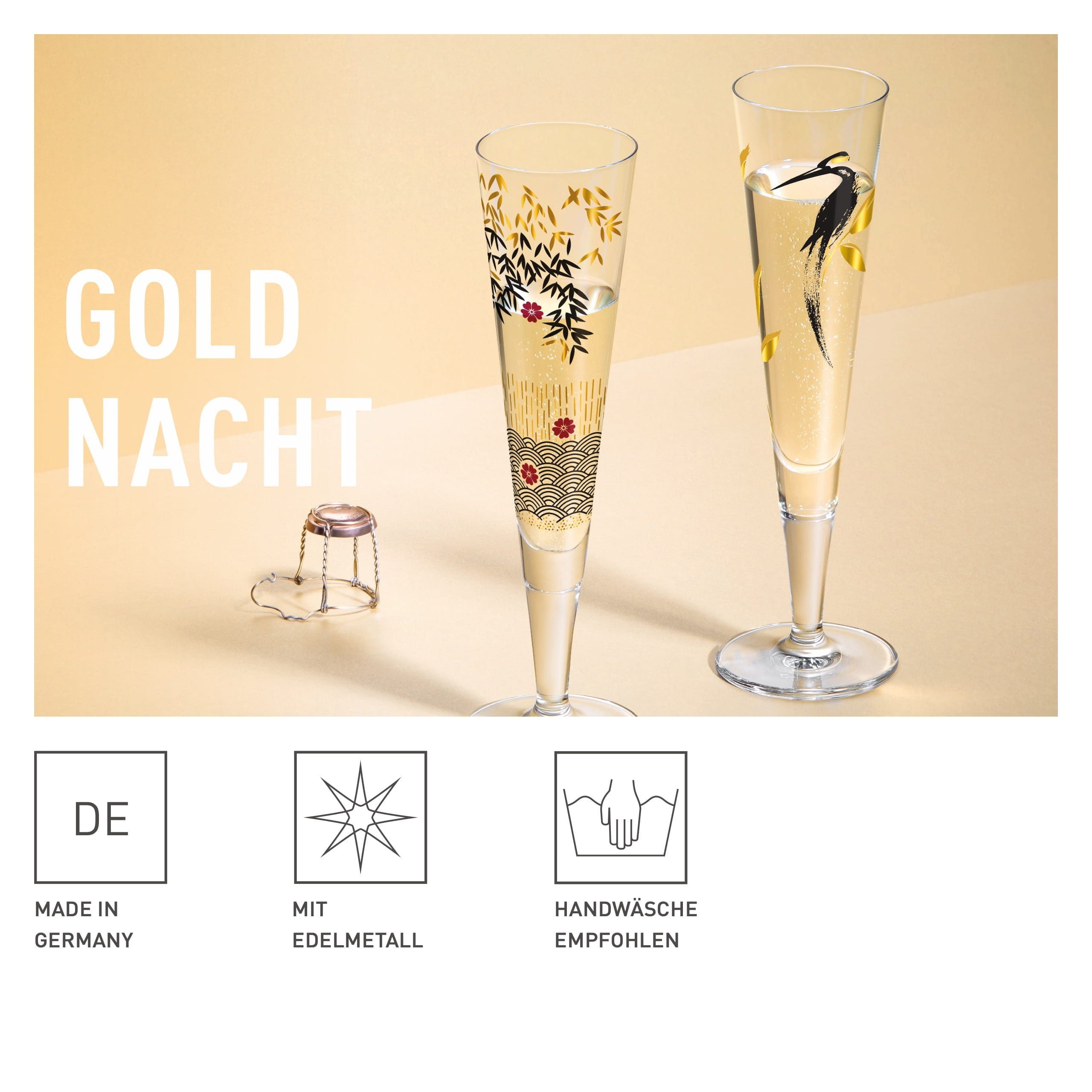 Ritzenhoff Champagnerglas Goldnacht, Kristallglas