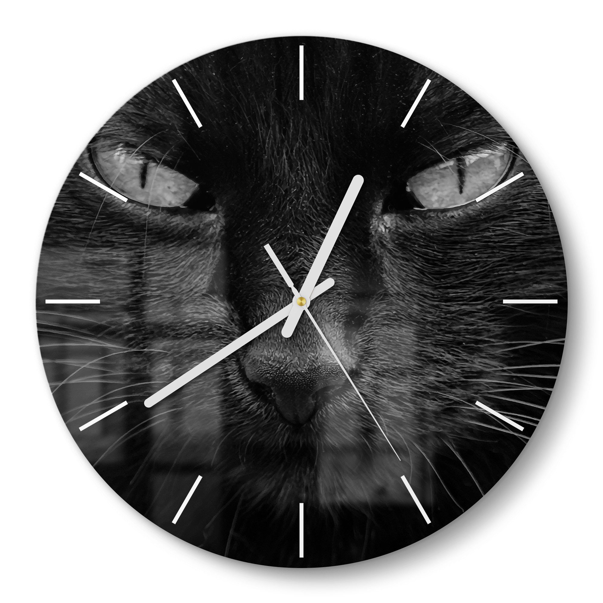 DEQORI Wanduhr 'Mystische Katzenaugen' (Glas Glasuhr modern Wand Uhr Design Küchenuhr)