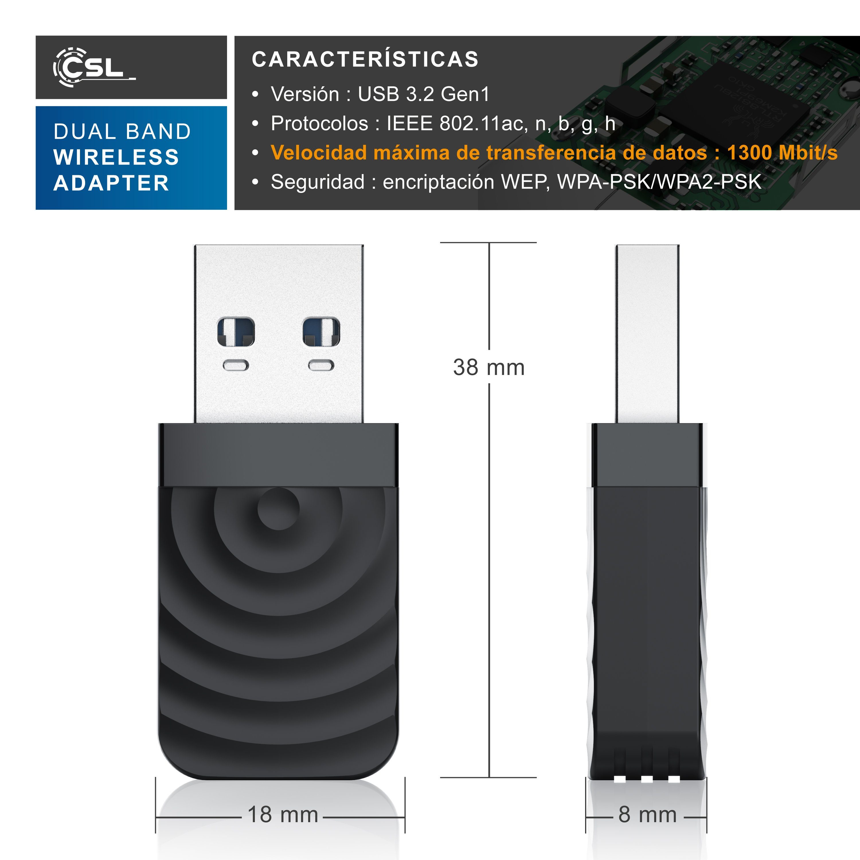 CSL WLAN-Dongle, WLAN USB Stick 1300 Mbit/s - Dual Band WiFi Dongle MU MlMO  Technik - USB 3.2 Gen1 online kaufen | OTTO