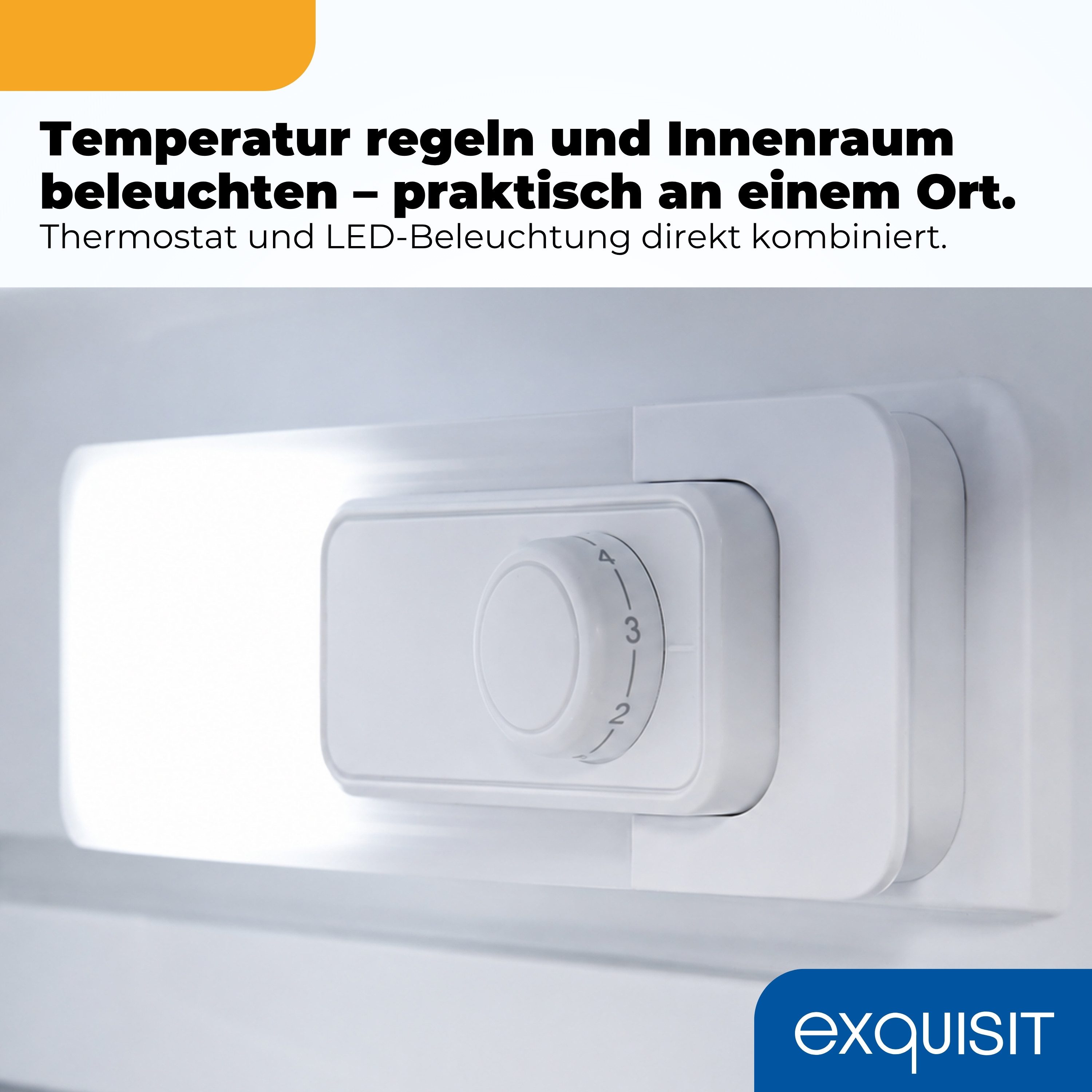 exquisit Vollraumkühlschrank EKS131-V-040F, 88 cm hoch, 54 cm breit, 129 l Nutzinhalt, LED Beleuchtung, Energieklasse F, Geräuschklasse C – Bild 4 von 5