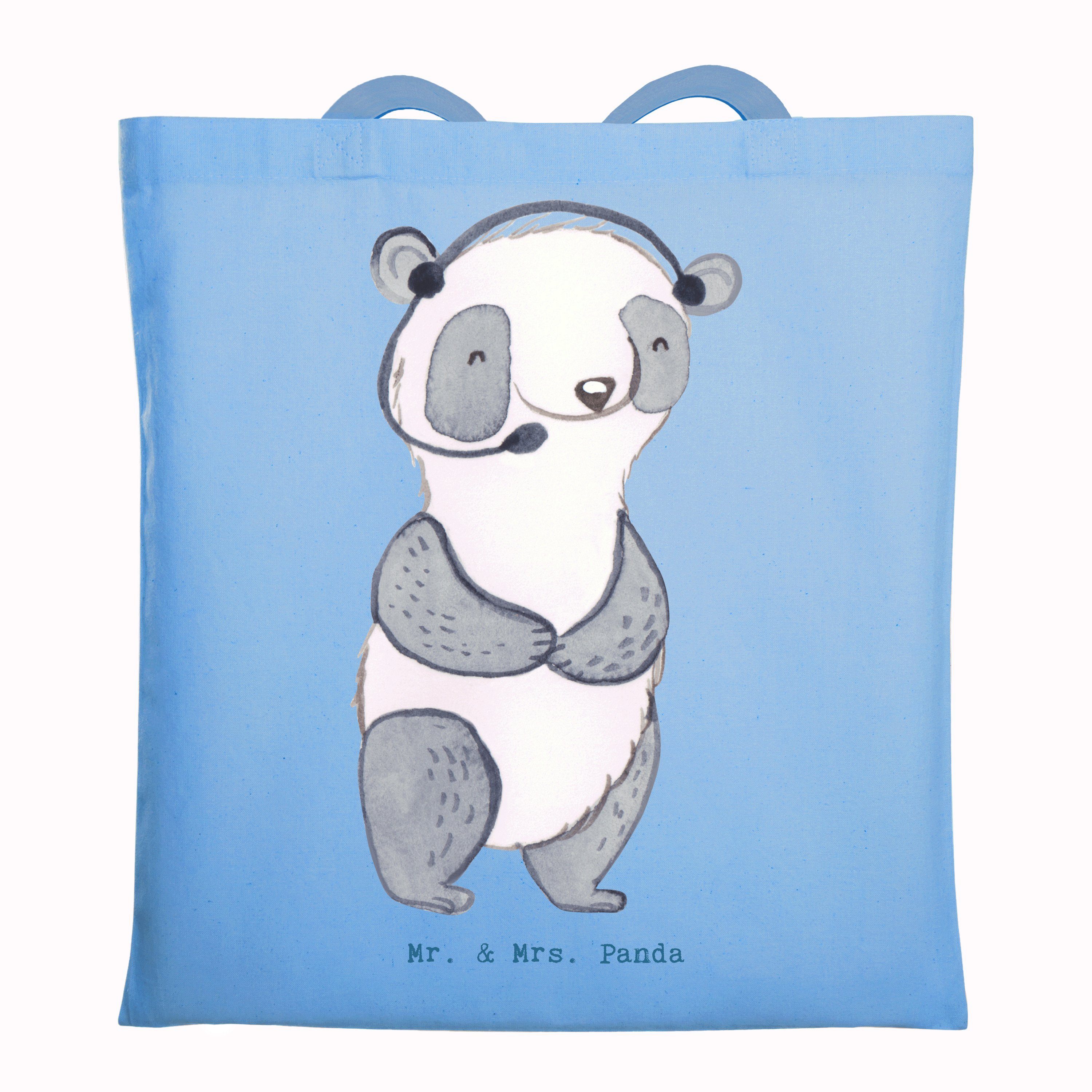 Mr. & Mrs. Panda Tragetasche Kundendienstmitarbeiter Herz - Sky Blue - Geschenk, Firma, Beutel, St (1-tlg), Lange Tragegriffe