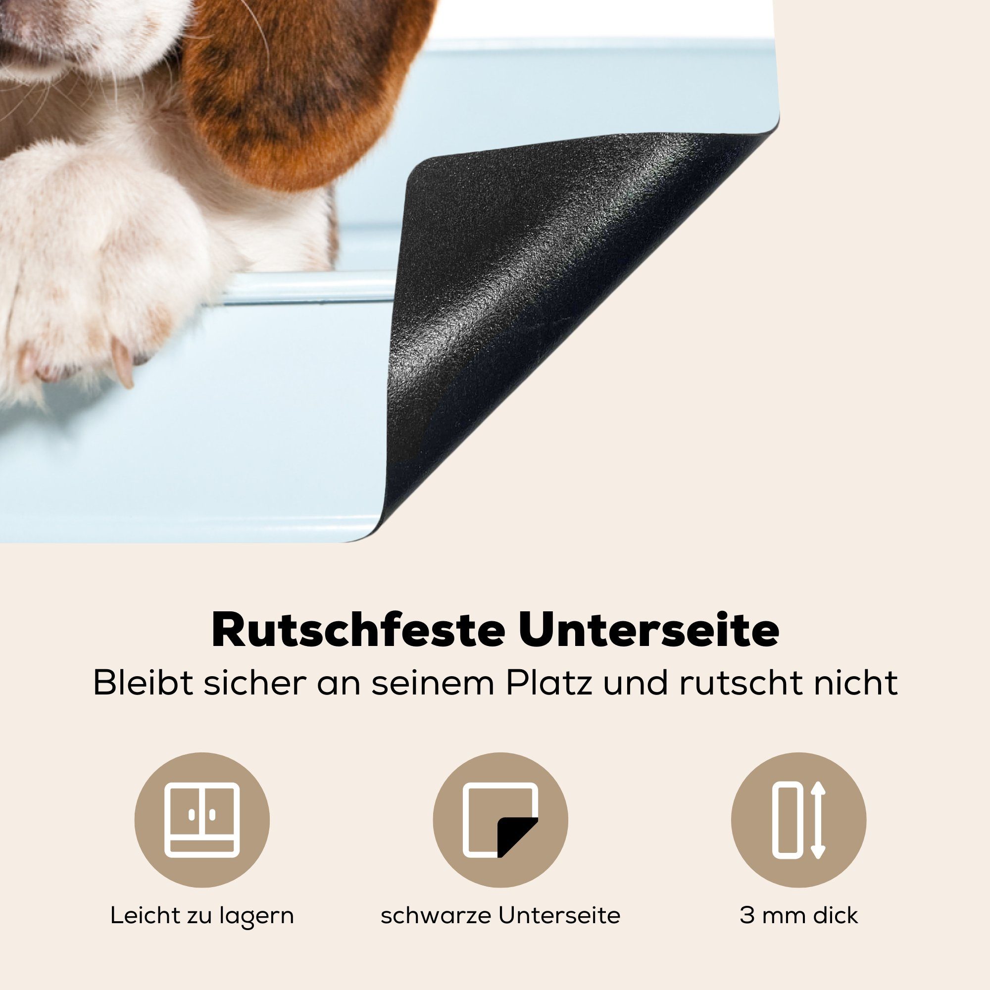 MuchoWow Herdblende-/Abdeckplatte cm, küche, Beagle-Welpe Schutz Vinyl, 81x52 einem Induktionskochfeld für tlg), Ceranfeldabdeckung in die Eimer, (1