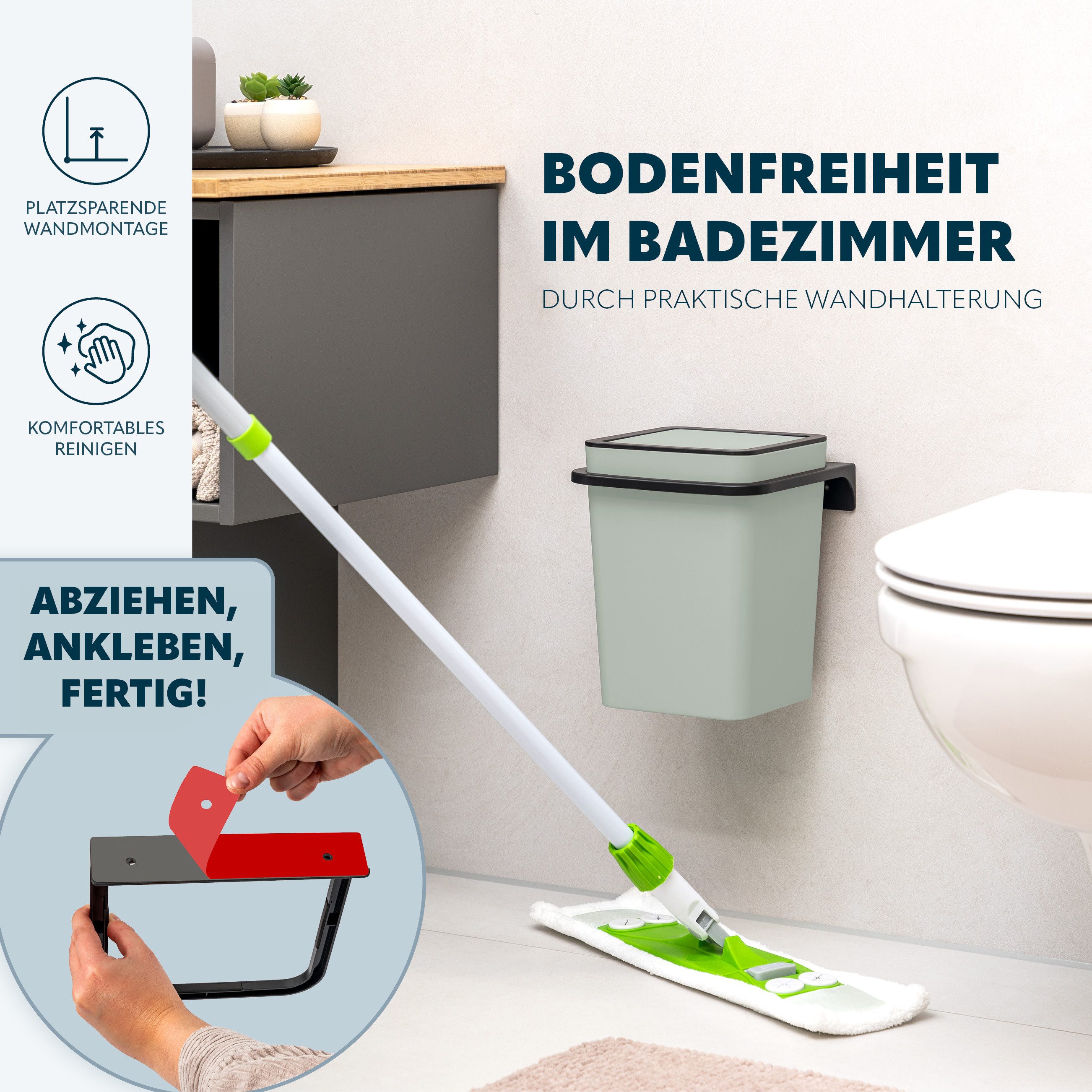 bremermann Kosmetikeimer eckiger Badeimer inkl. Wandhalterung, Kunststoff