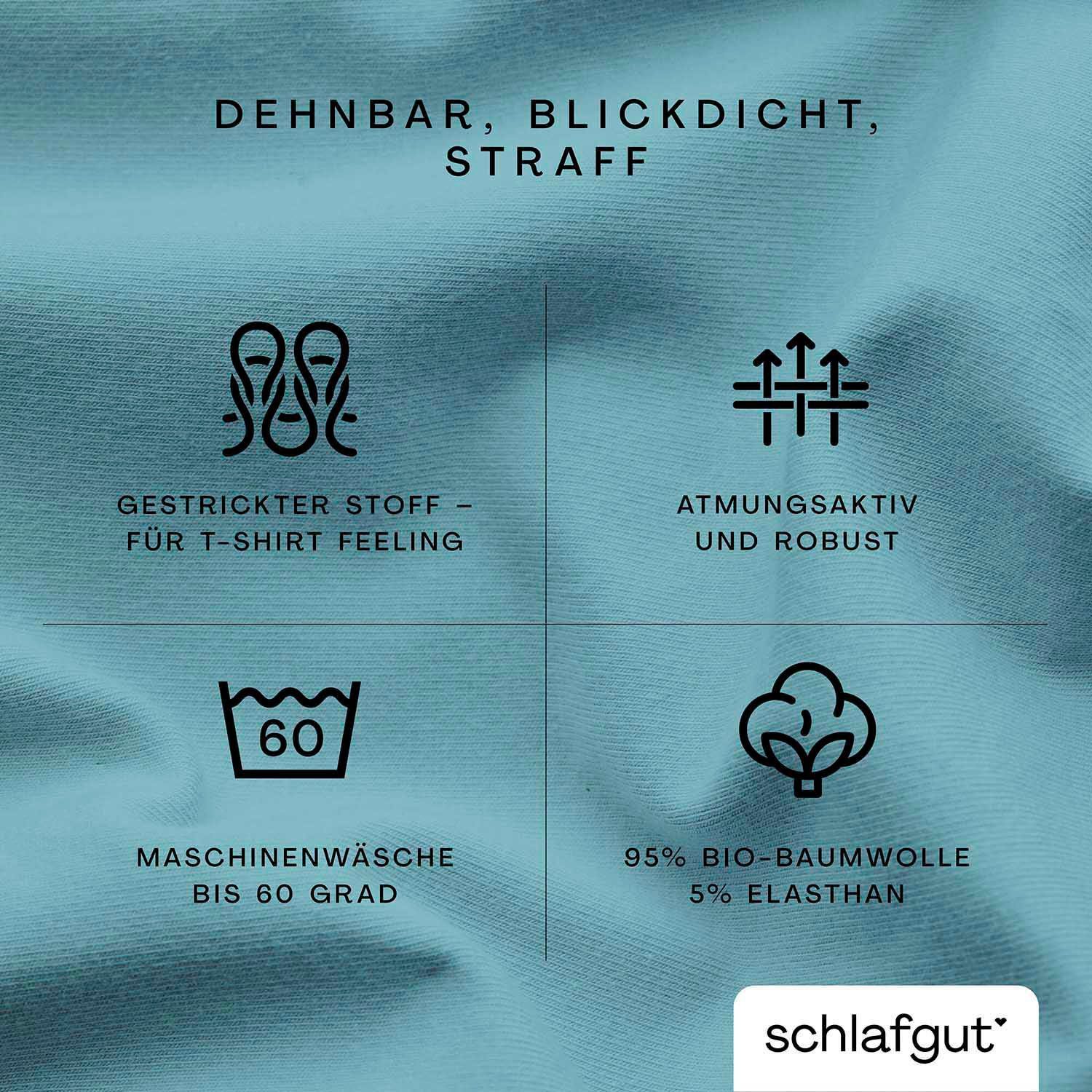Schlafgut Spannbettlaken PURE Bio-Baumwolle mit Elasthan, 170 g/m², Bettlaken, Spannbetttuch, Jersey, Gummizug: rundum, (1 Stück), PREMIUM Laken für Matratzen bis 30cm Höhe, dehnbar blickdicht, straff