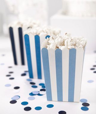 partydeco Dose, Popcorntüten gestreift 7,5x7,5x12,5 cm 6er Set blau weiß
