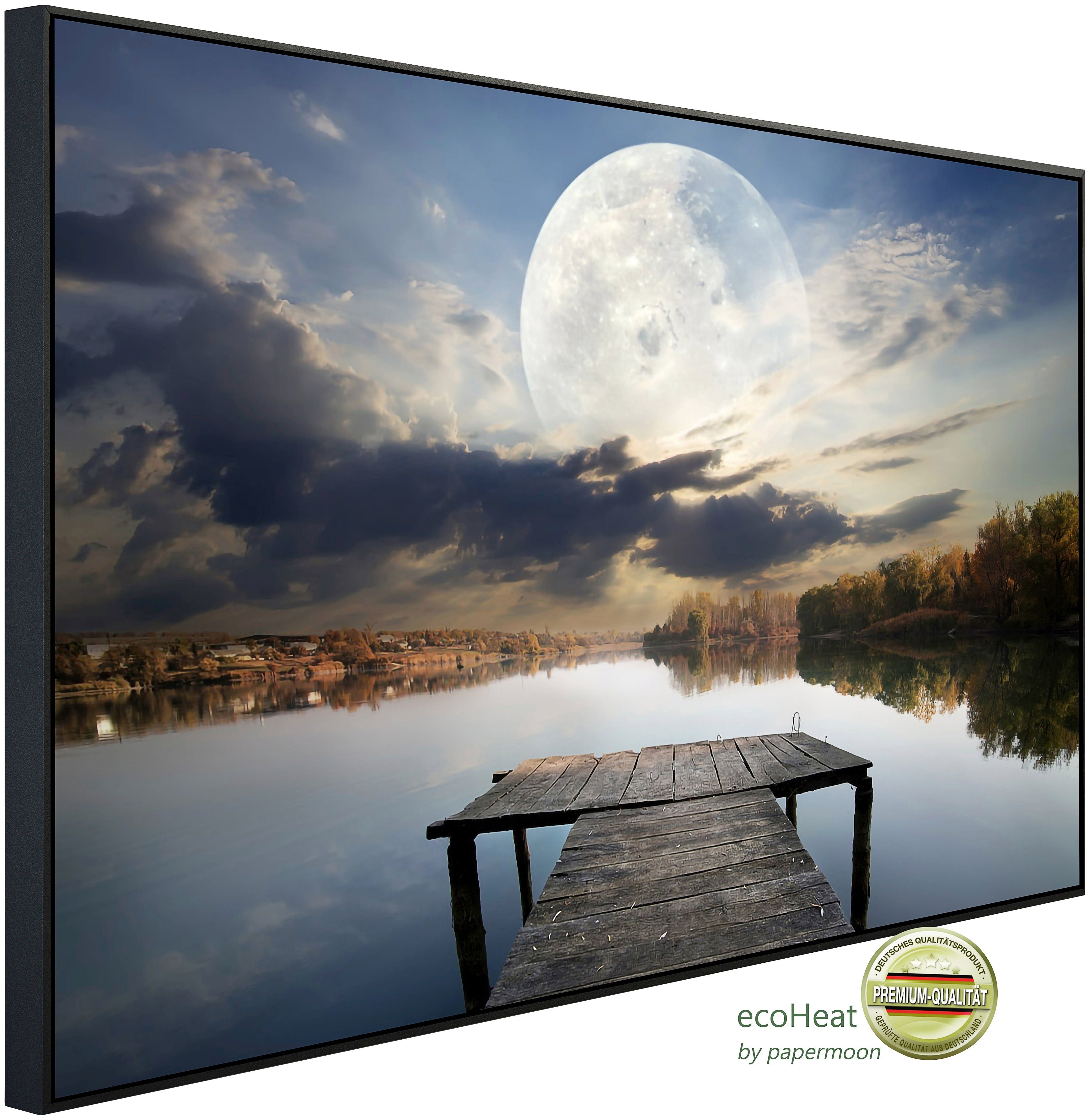Papermoon Infrarotheizung Steg im Wasser mit Mond, sehr angenehme Strahlungswärme