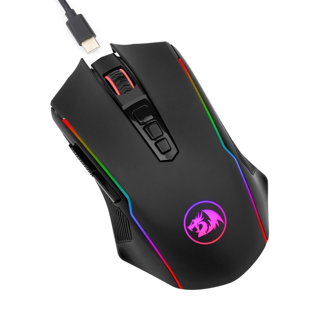 Redragon M910-KS Maus (Drahtlos/Kabelgebundene Double Modes, Gaming-Maus 8000 DPI mit Schnellfeuer-Tasten)