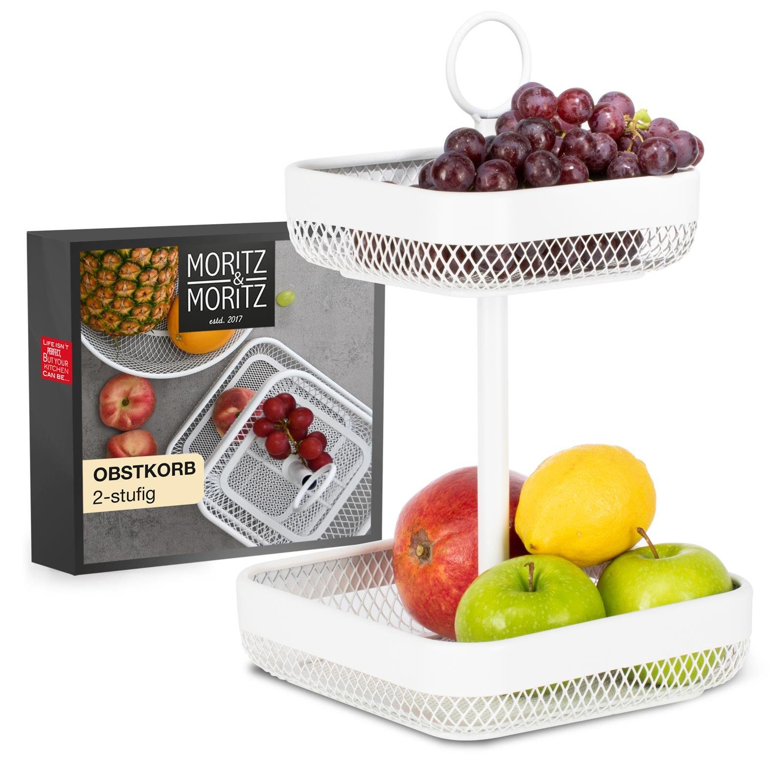 Moritz & Moritz Etagere Moritz & Moritz Moments Obstkorb Etagere Eckig weiß, Metall, (2-stöckig, 2-tlg), Obstkorb Etagere Weiß