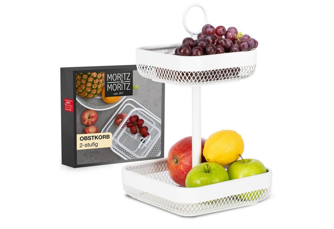Moritz & Moritz Etagere Moritz & Moritz Obstkorb Etagere Eckig weiß