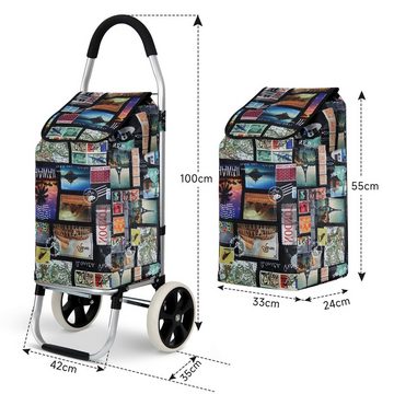 HOMELUX Einkaufstrolley klappbar, große Kapazität, multifunktional, Stabiler Einkaufswagen, 44 l, Handwagen mit Rollen, Backgrid, abnehmbare Tasche