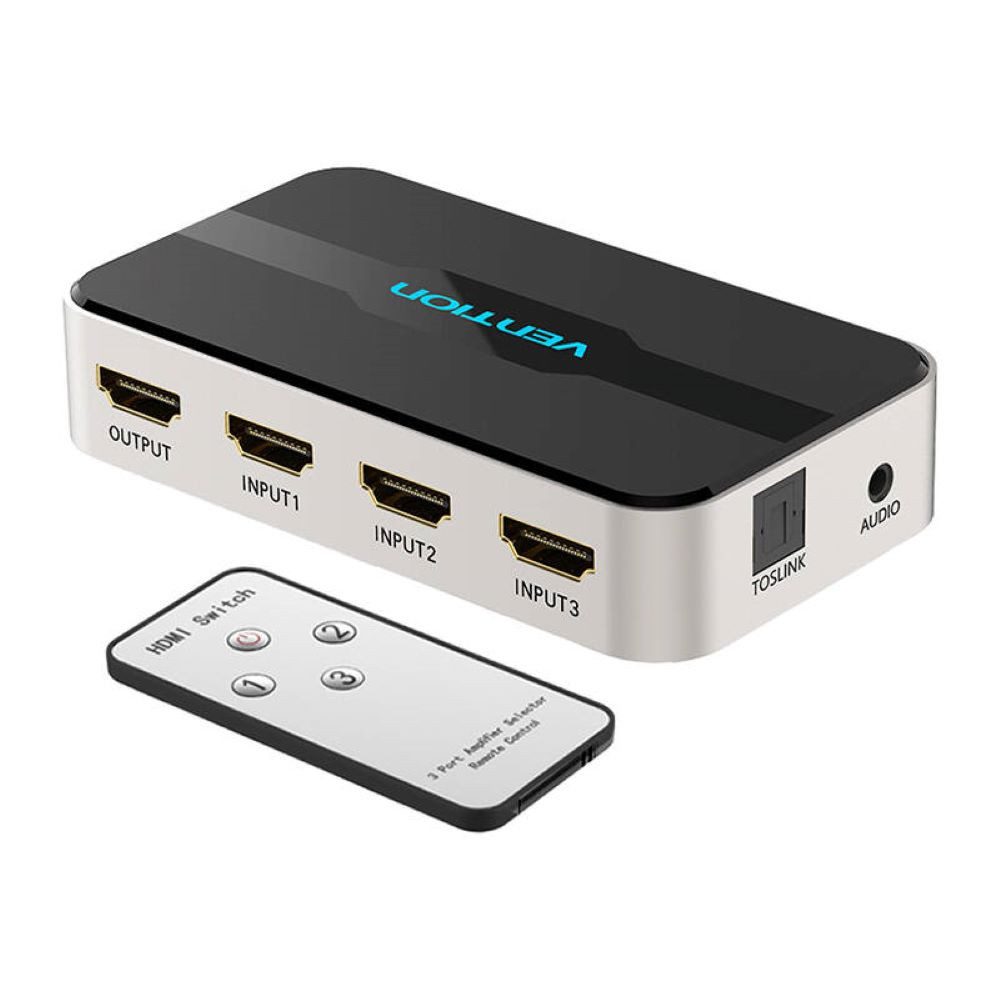 VENTION HDMI-Port HDMI-Umschalter 3-in-1 - 4K mit Audiotrennung (Grau)