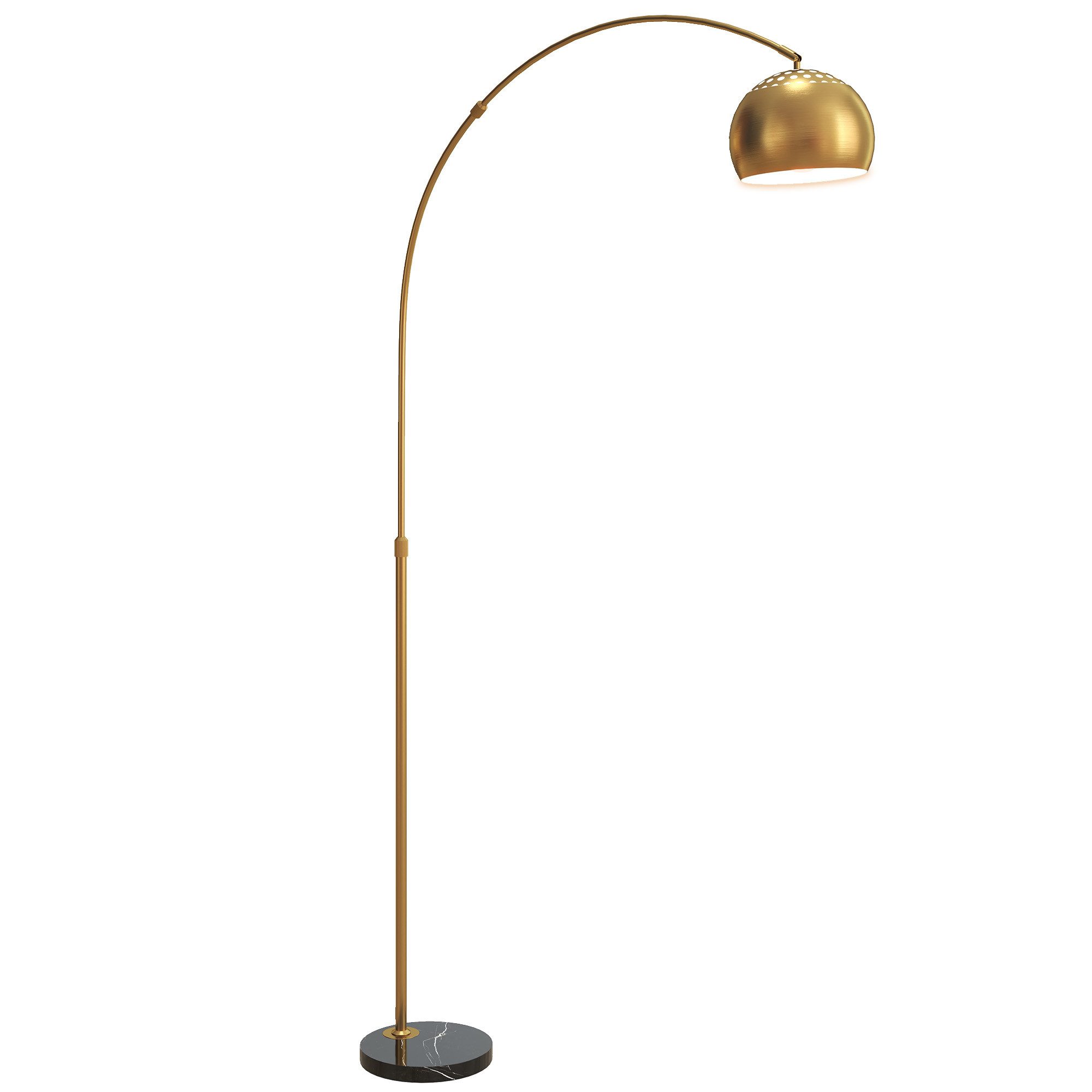 HOMCOM Stehlampe mit Marmorsockel, Verstellbarem Lampenschirm, Fußschalter E27 Fassung, ohne Leuchtmittel, für Schlafzimmer Büro, exkl. Glühbirne